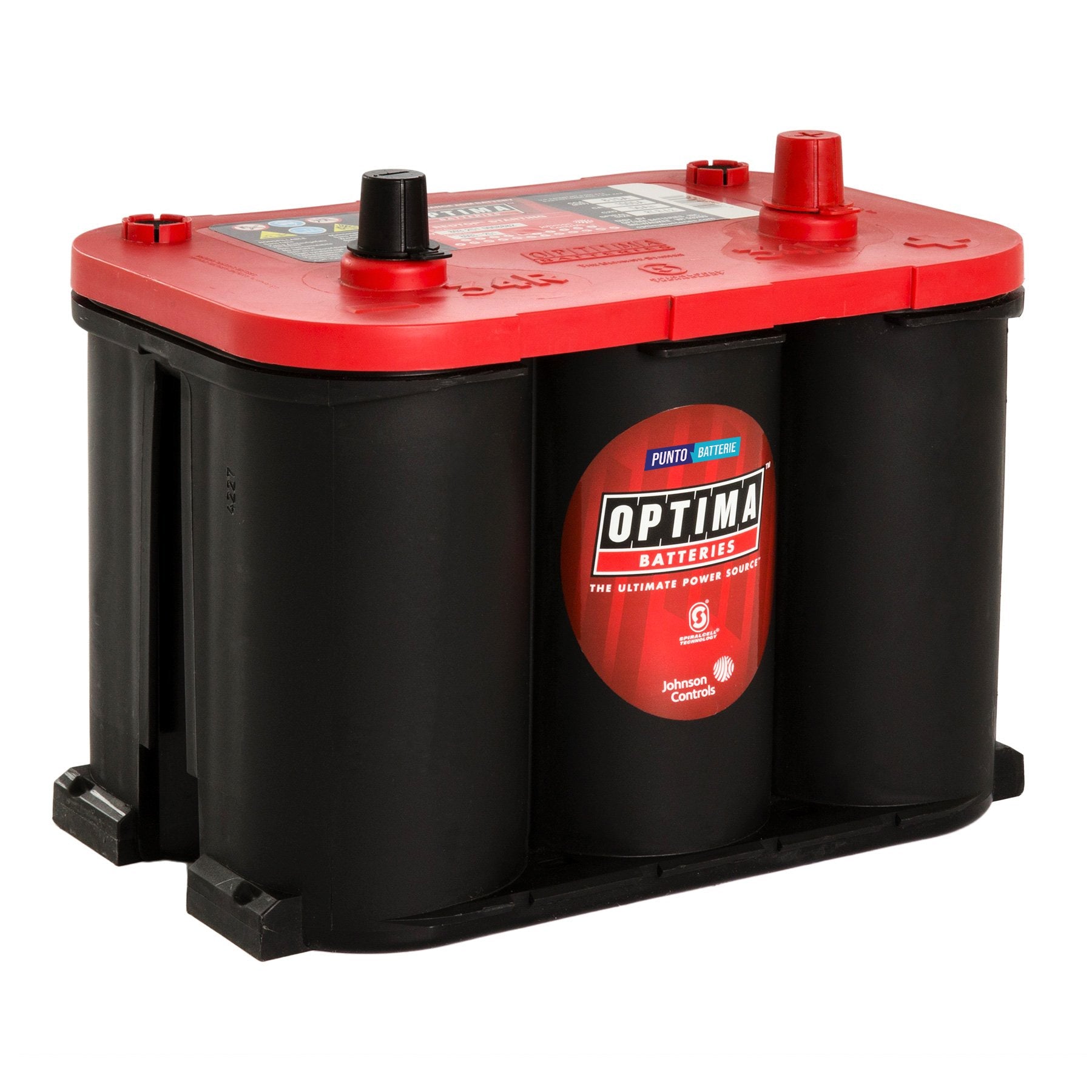 Batteria originale Optima Red Top RT R 4,2, dimensioni 254 x 175 x 200, polo positivo a destra, 12 volt, 50 amperora, 815 ampere, AGM. Batteria per veicoli e per l'alimentazione di servizi.