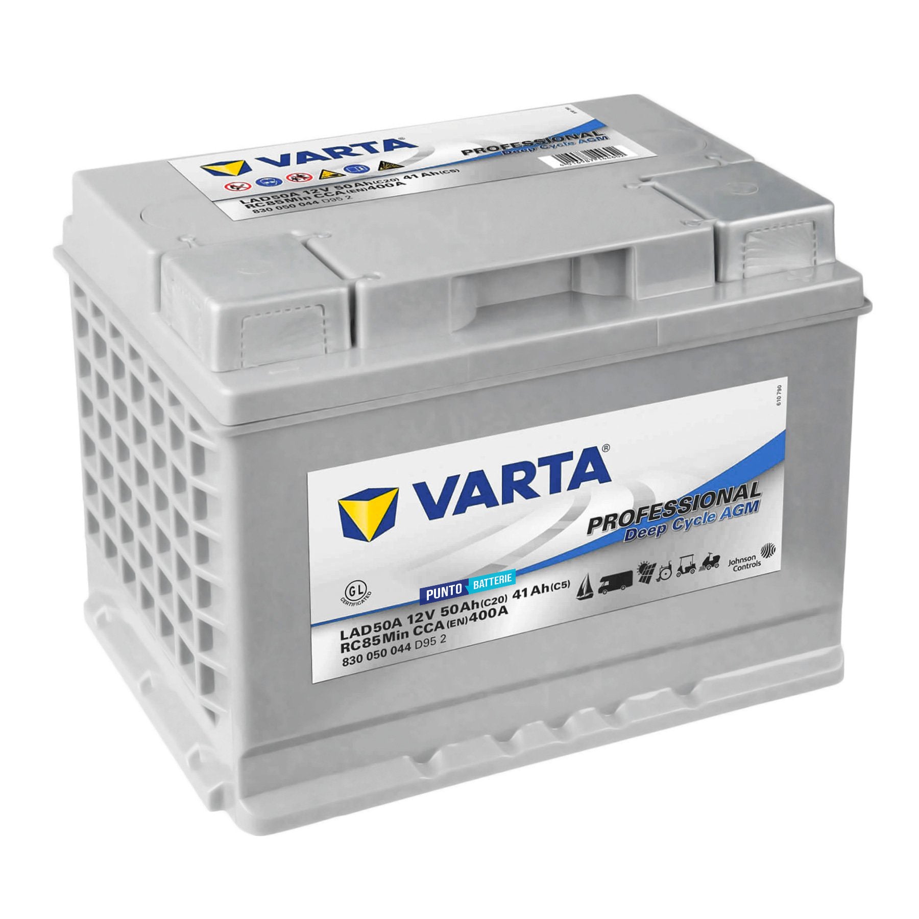Batteria originale Varta Professional Deep Cycle AGM LAD50A, dimensioni 241 x 175 x 190, 12 volt, 50 amperora, AGM. Batteria per servizi di camper, barca e applicazioni a scarica lenta.