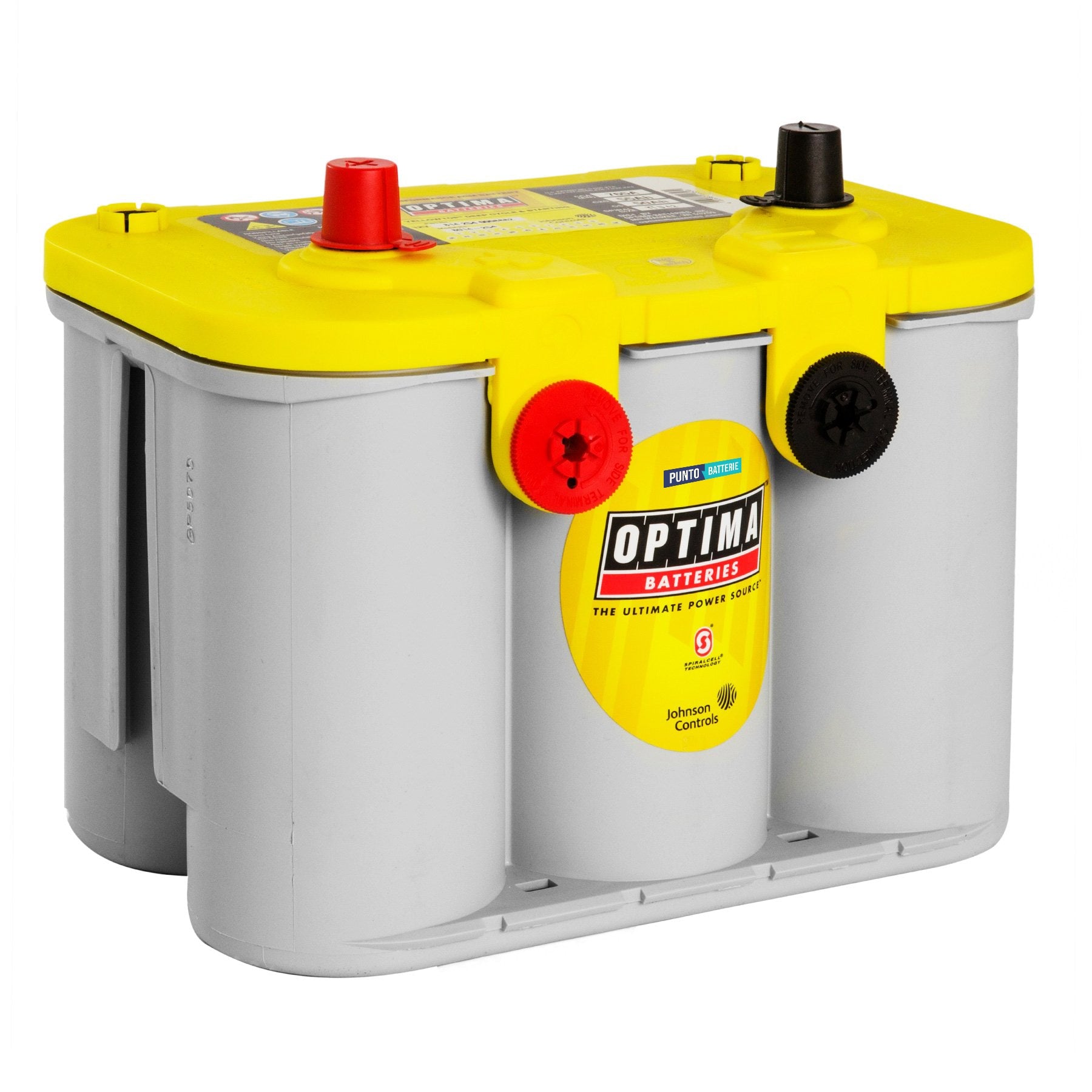 Batteria originale Optima Yellow Top YT U 4,2, dimensioni 254 x 175 x 200, polo positivo a sinistra, 12 volt, 55 amperora, 765 ampere, AGM. Batteria per veicoli e per l'alimentazione di servizi.