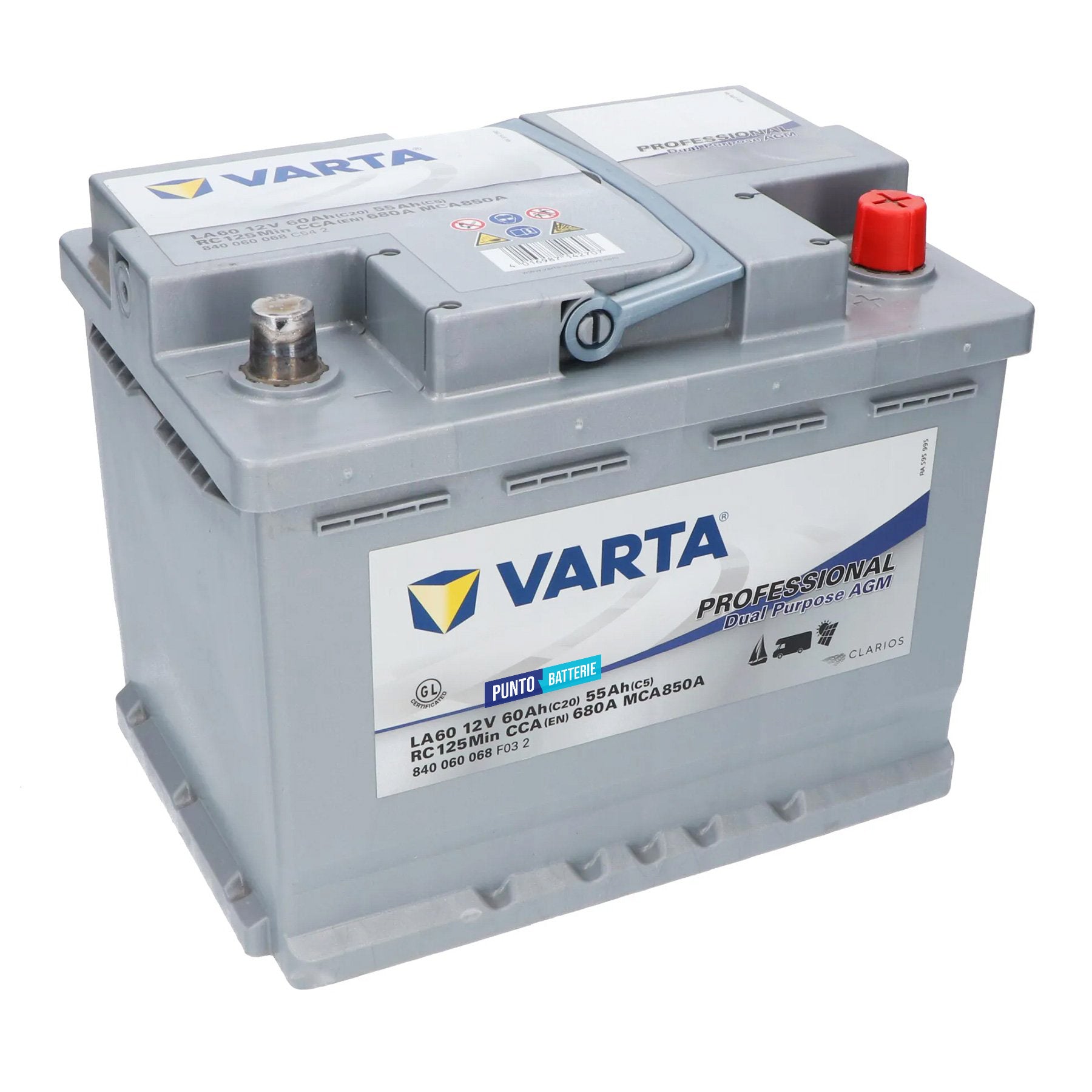 Batteria originale Varta Professional Dual Purpose AGM LA60, dimensioni 242 x 175 x 190, 12 volt, 60 amperora, AGM. Batteria per servizi di camper, barca e applicazioni a scarica lenta.