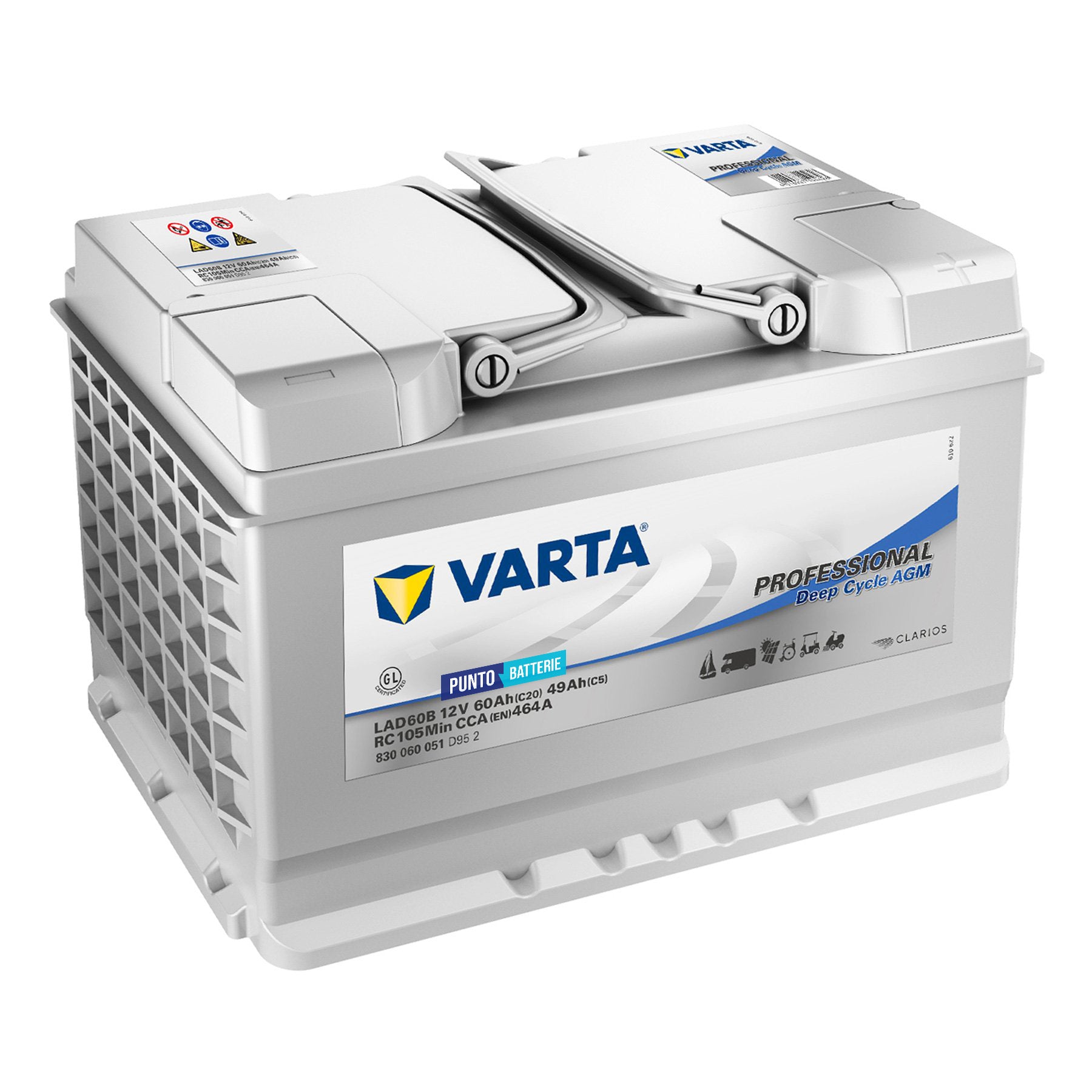Batteria originale Varta Professional Deep Cycle AGM LAD60B, dimensioni 278 x 175 x 190, 12 volt, 60 amperora, AGM. Batteria per servizi di camper, barca e applicazioni a scarica lenta.