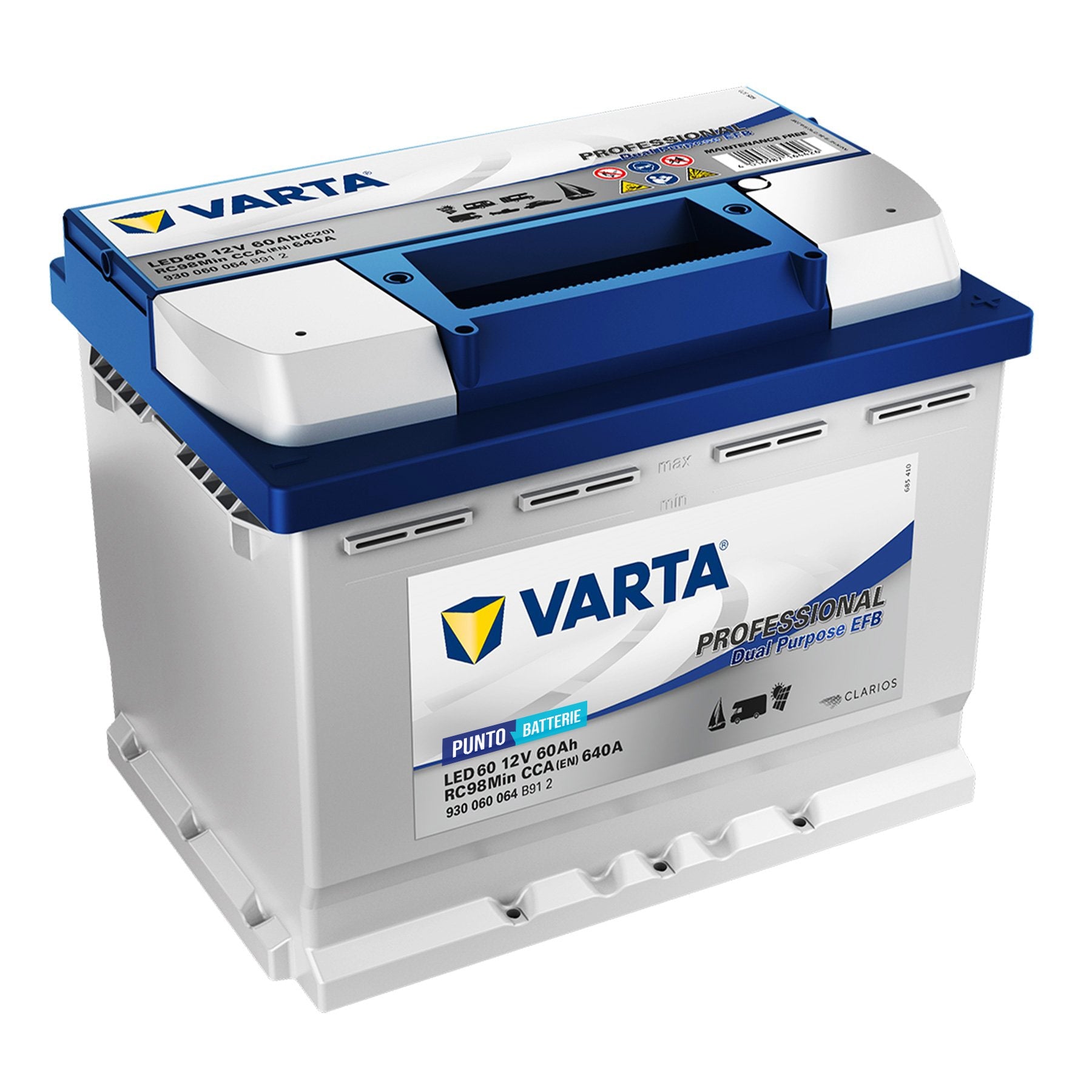 Batteria originale Varta Professional Dual Purpose EFB LED60, dimensioni 242 x 175 x 190, 12 volt, 60 amperora, EFB. Batteria per servizi di camper, barca e applicazioni a scarica lenta.