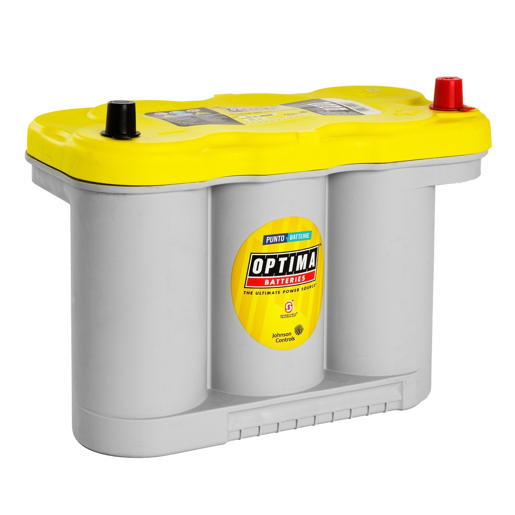 Batteria originale Optima Yellow Top YT R 5,0, dimensioni 309 x 172 x 219, polo positivo a destra, 12 volt, 66 amperora, 845 ampere, AGM. Batteria per veicoli e per l'alimentazione di servizi.