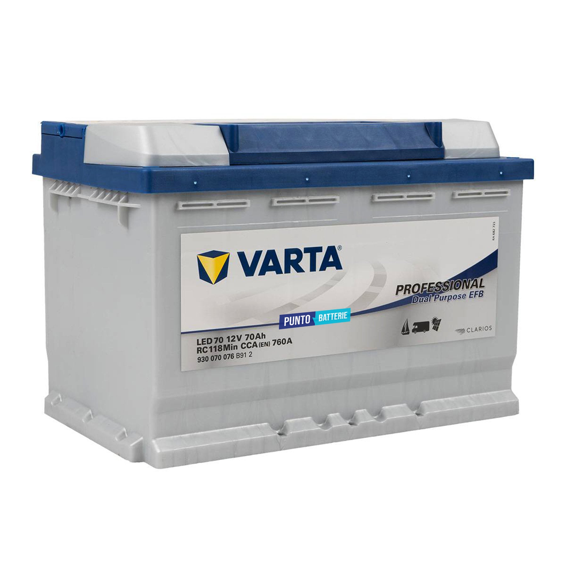 Batteria originale Varta Professional Dual Purpose EFB LED70, dimensioni 278 x 175 x 190, 12 volt, 70 amperora, EFB. Batteria per servizi di camper, barca e applicazioni a scarica lenta.