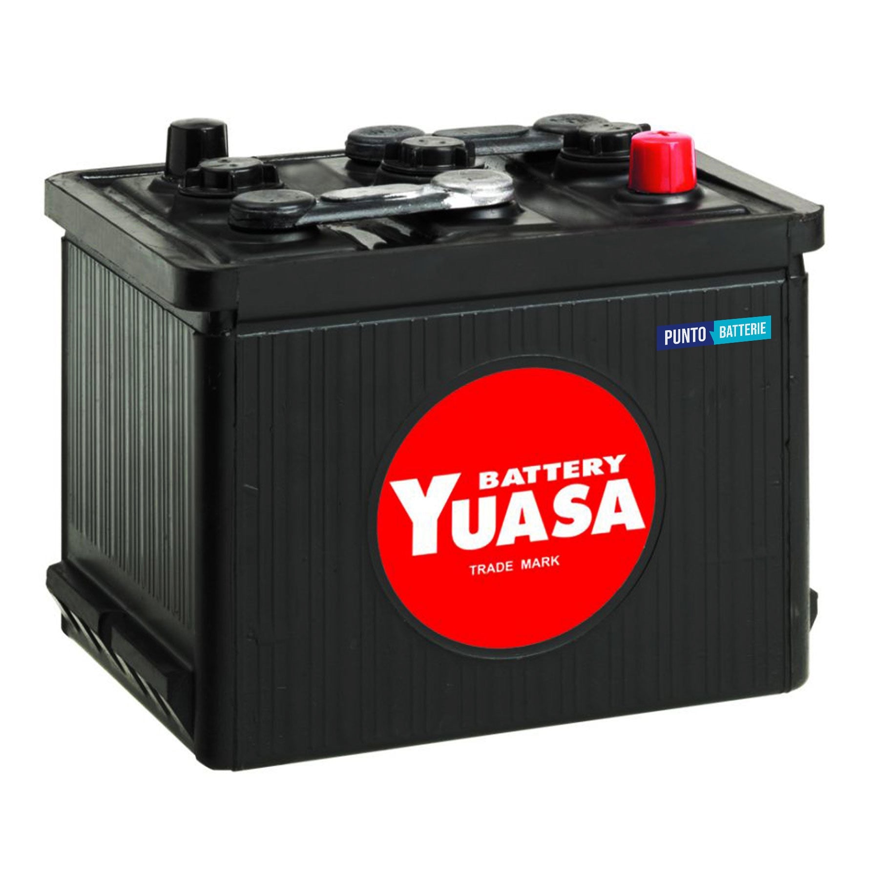 Batteria originale Yuasa Classic e Oldtimer 404, dimensioni 215 x 171 x 190, polo positivo a destra, 6 volt, 77 amperora, 360 ampere. Batteria per veicoli d'epoca.