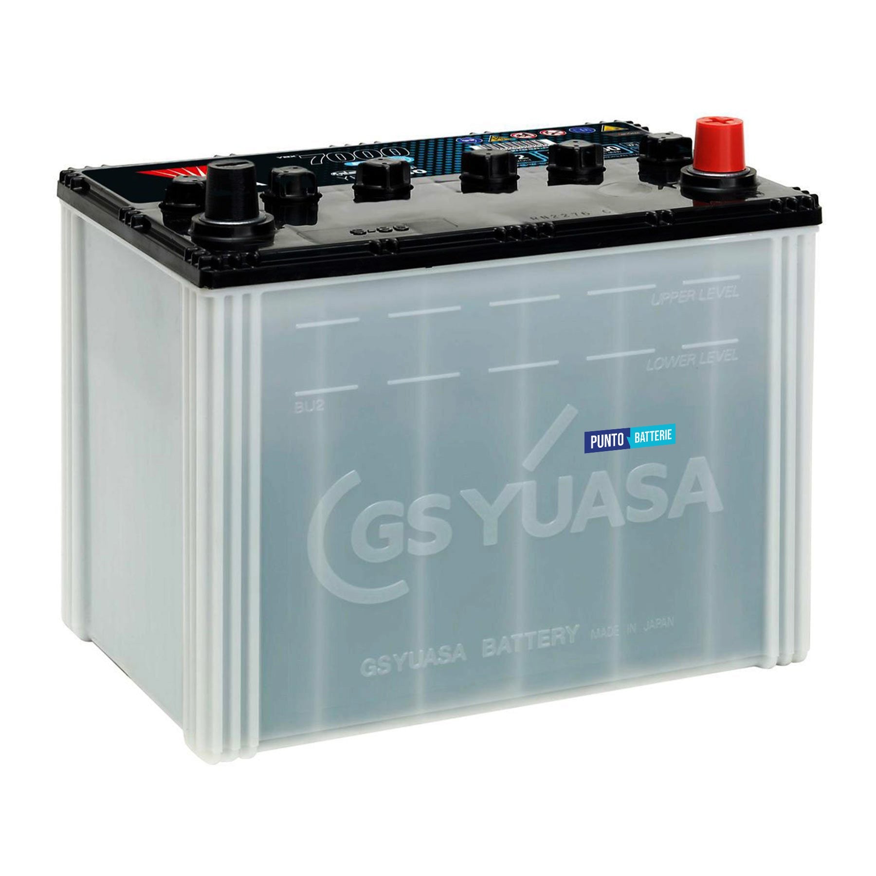 Batteria originale Yuasa YBX7000 YBX7030, dimensioni 260 x 173 x 225, polo positivo a destra, 12 volt, 80 amperora, 760 ampere, EFB. Batteria per auto e veicoli leggeri con start e stop.