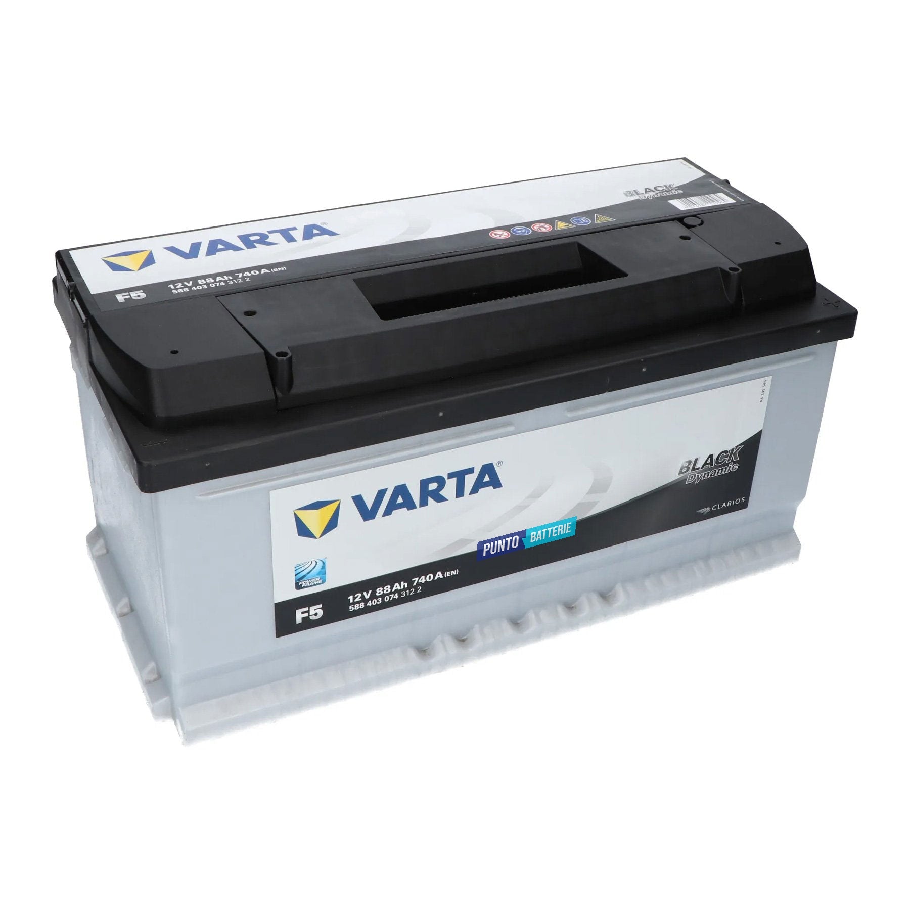 Batteria originale Varta Black Dynamic F5, dimensioni 353 x 175 x 175, polo positivo a destra, 12 volt, 88 amperora, 740 ampere. Batteria per auto e veicoli leggeri.