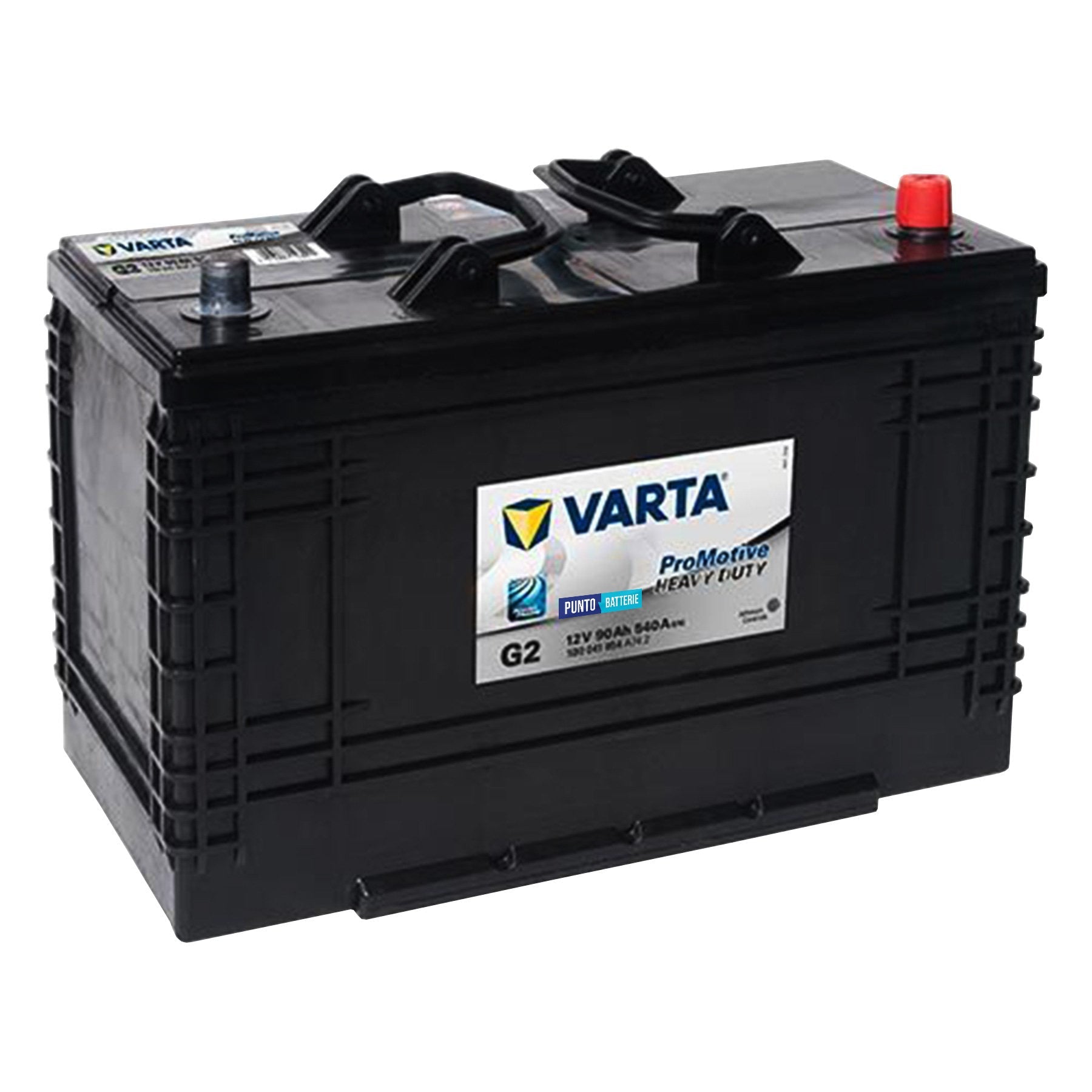 Batteria originale Varta Promotive Heavy Duty G2, dimensioni 347 x 173 x 234, polo positivo a sinistra, 12 volt, 90 amperora, 540 ampere. Batteria per camion e veicoli pesanti.