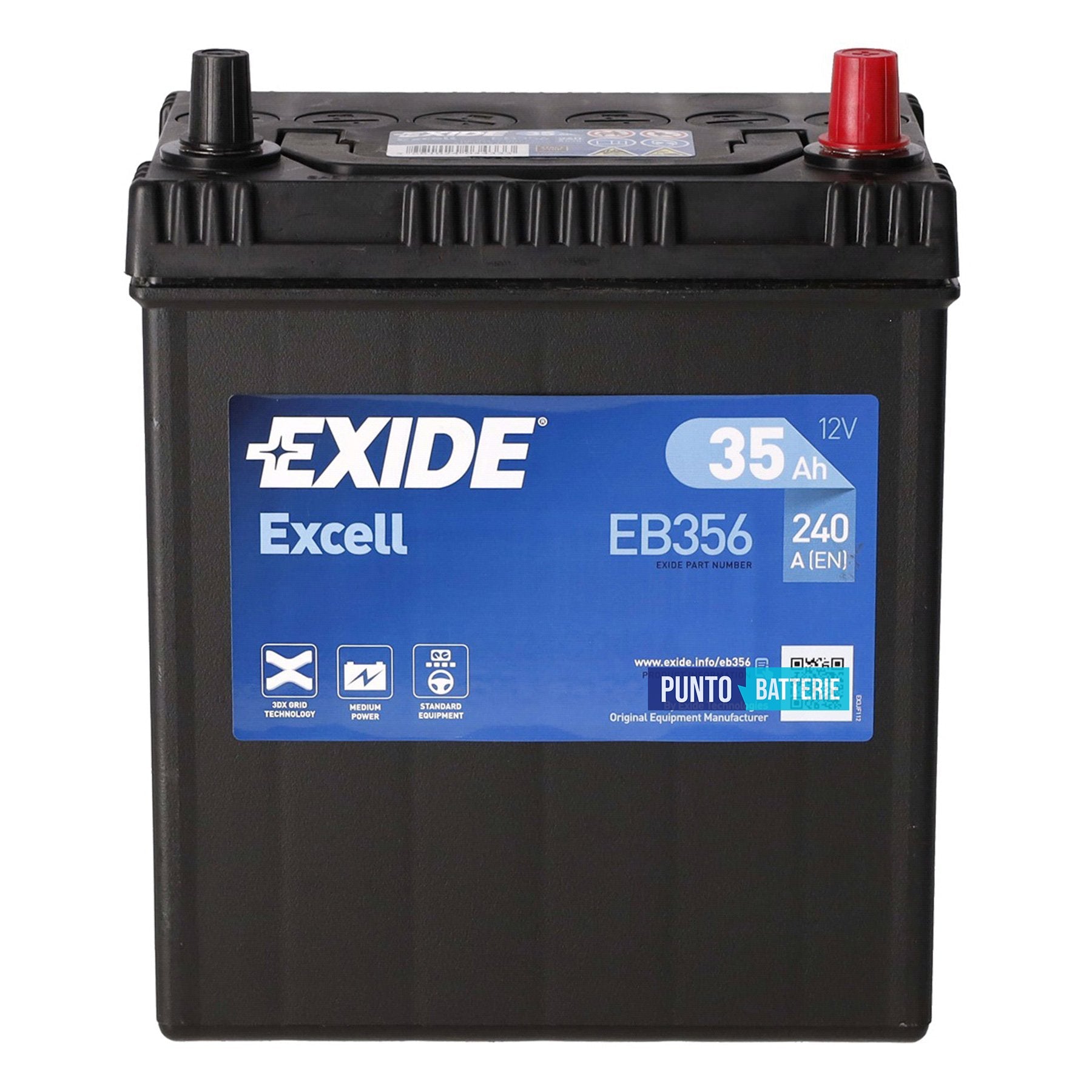 Batteria Exide 35Ah, 12V, 240A, 187x127x220mm
