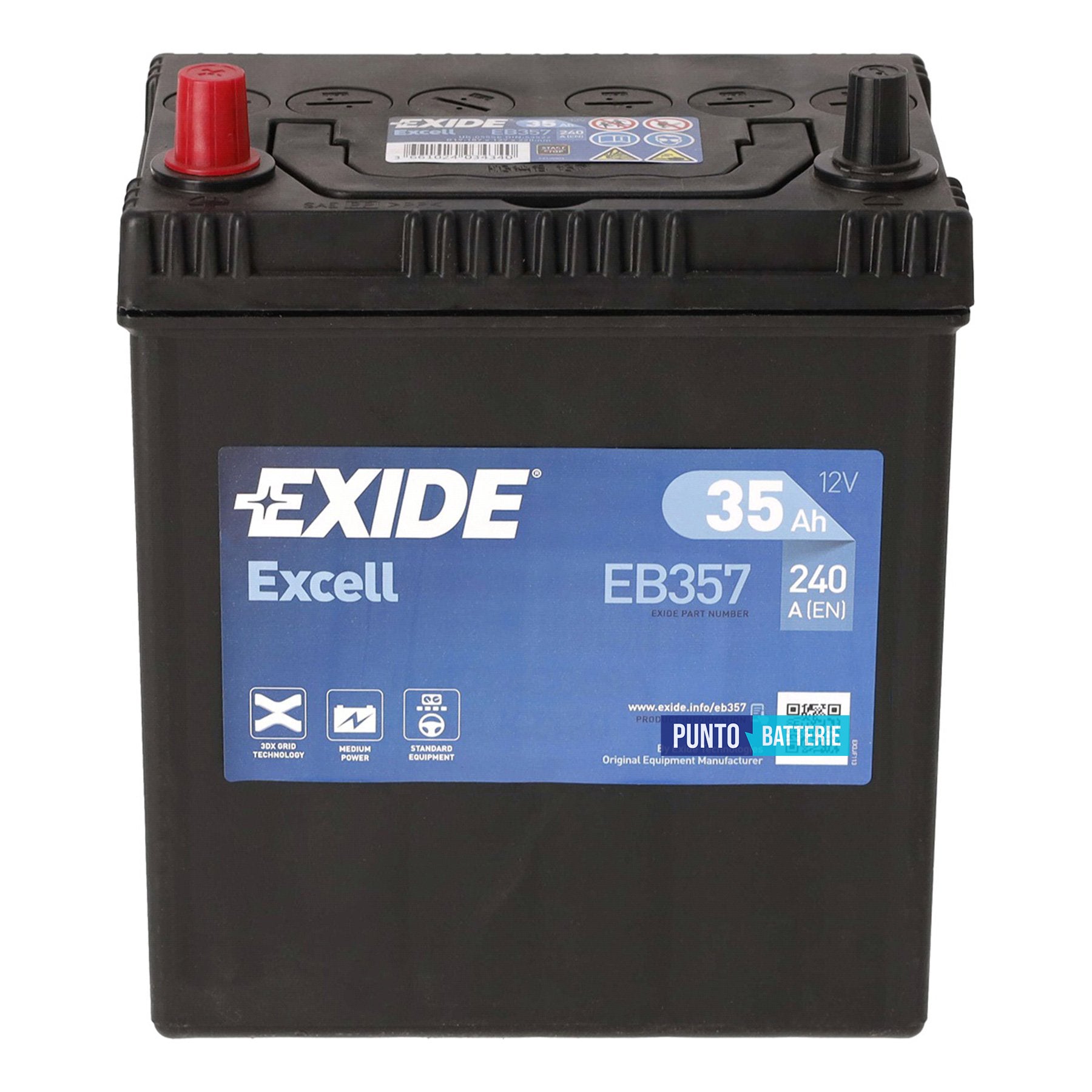 Batteria Exide 35Ah, 12V, 240A, 187x127x220mm