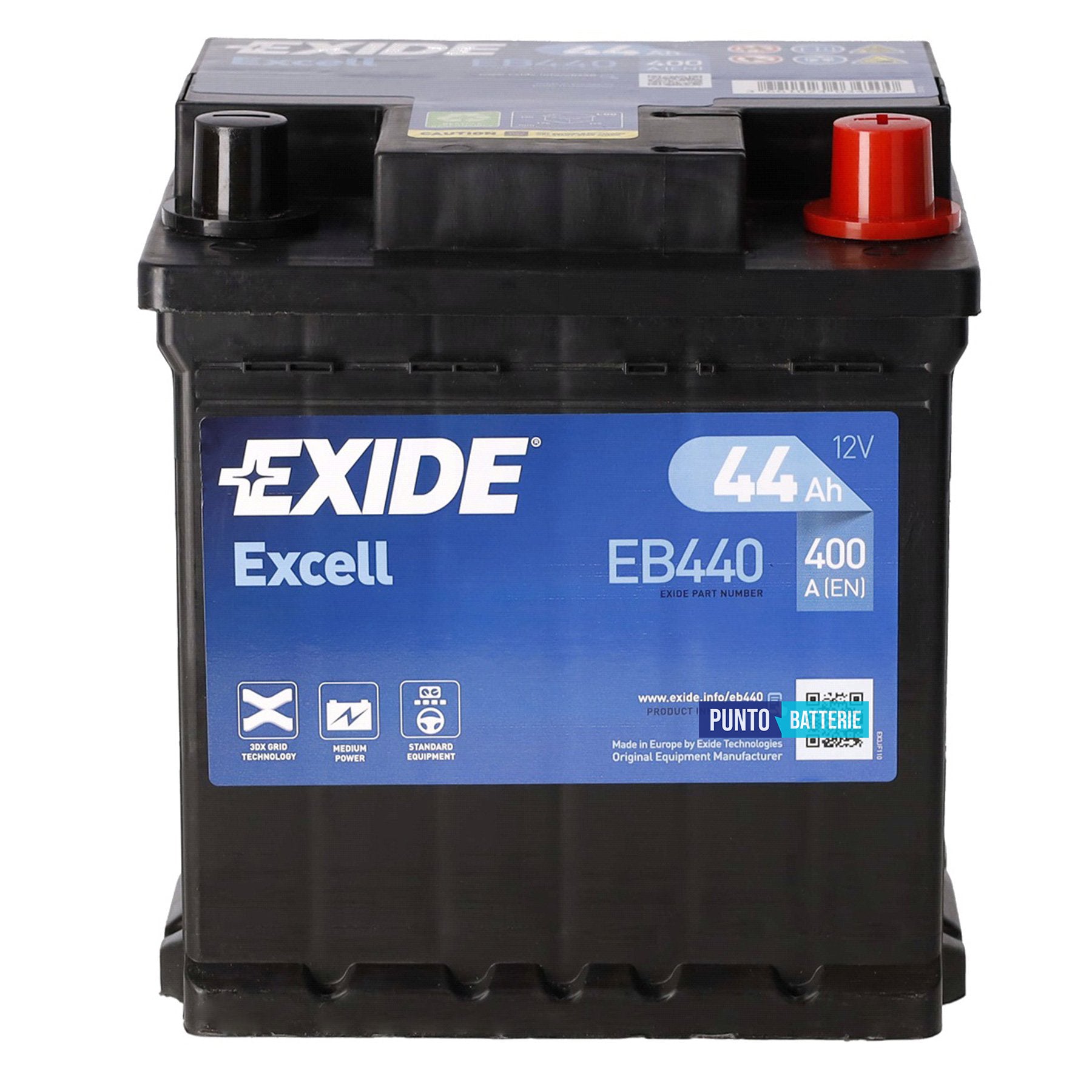 Batteria Exide 44Ah, 12V, 400A, 175x175x190mm