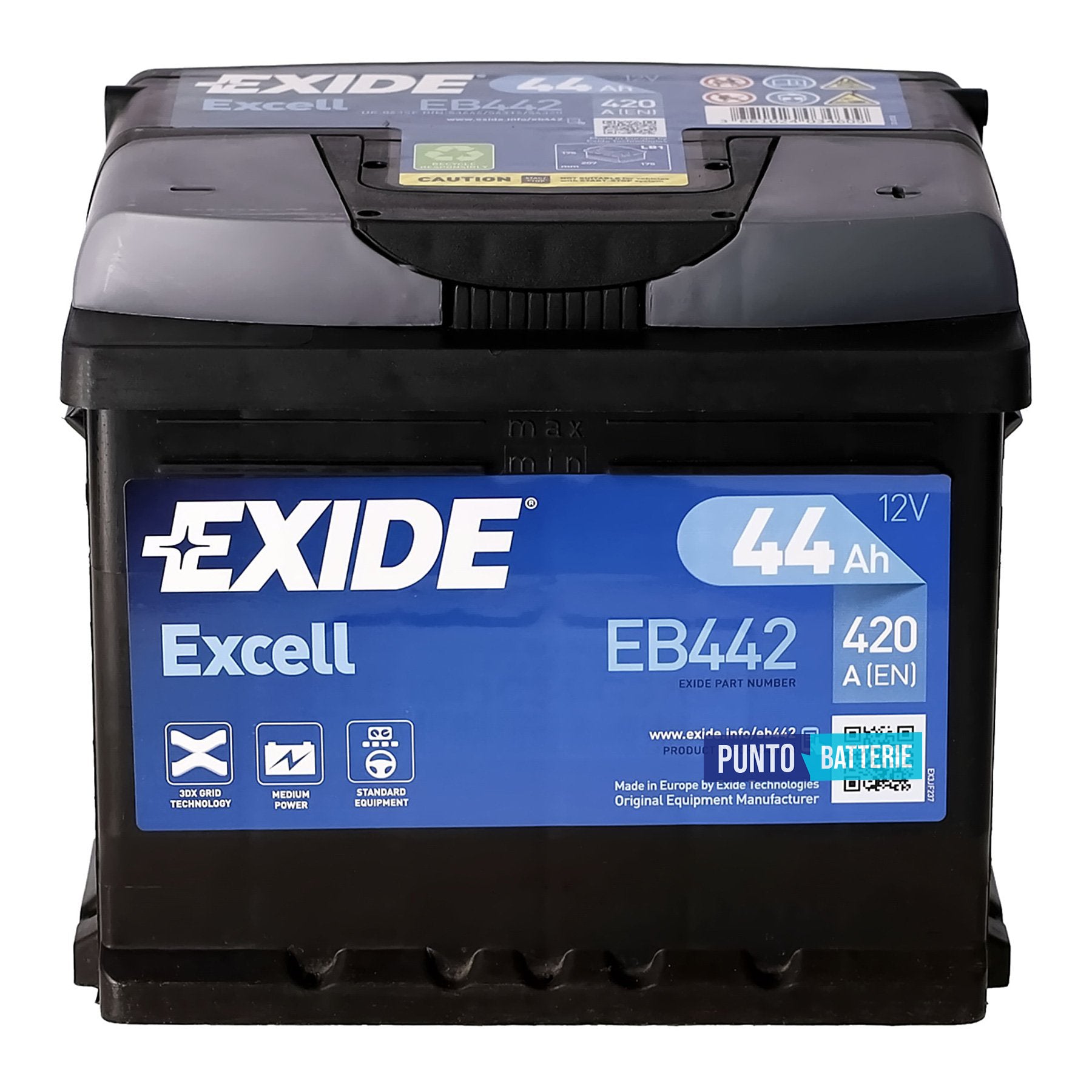 Batteria Exide 44Ah, 12V, 420A, 207x175x175mm