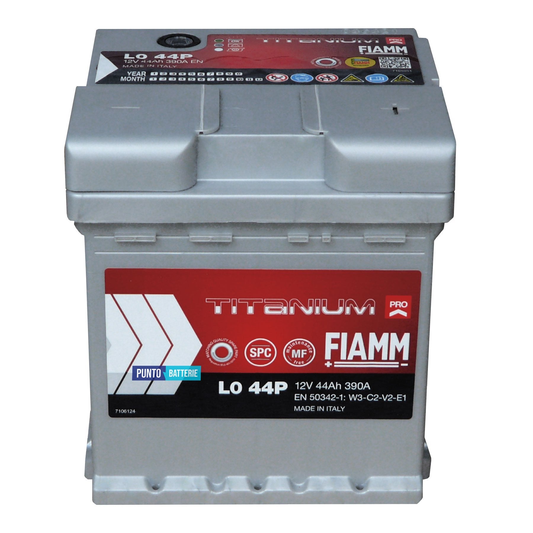 Batteria Fiamm 44Ah, 12V, 390A, 175x175x190mm