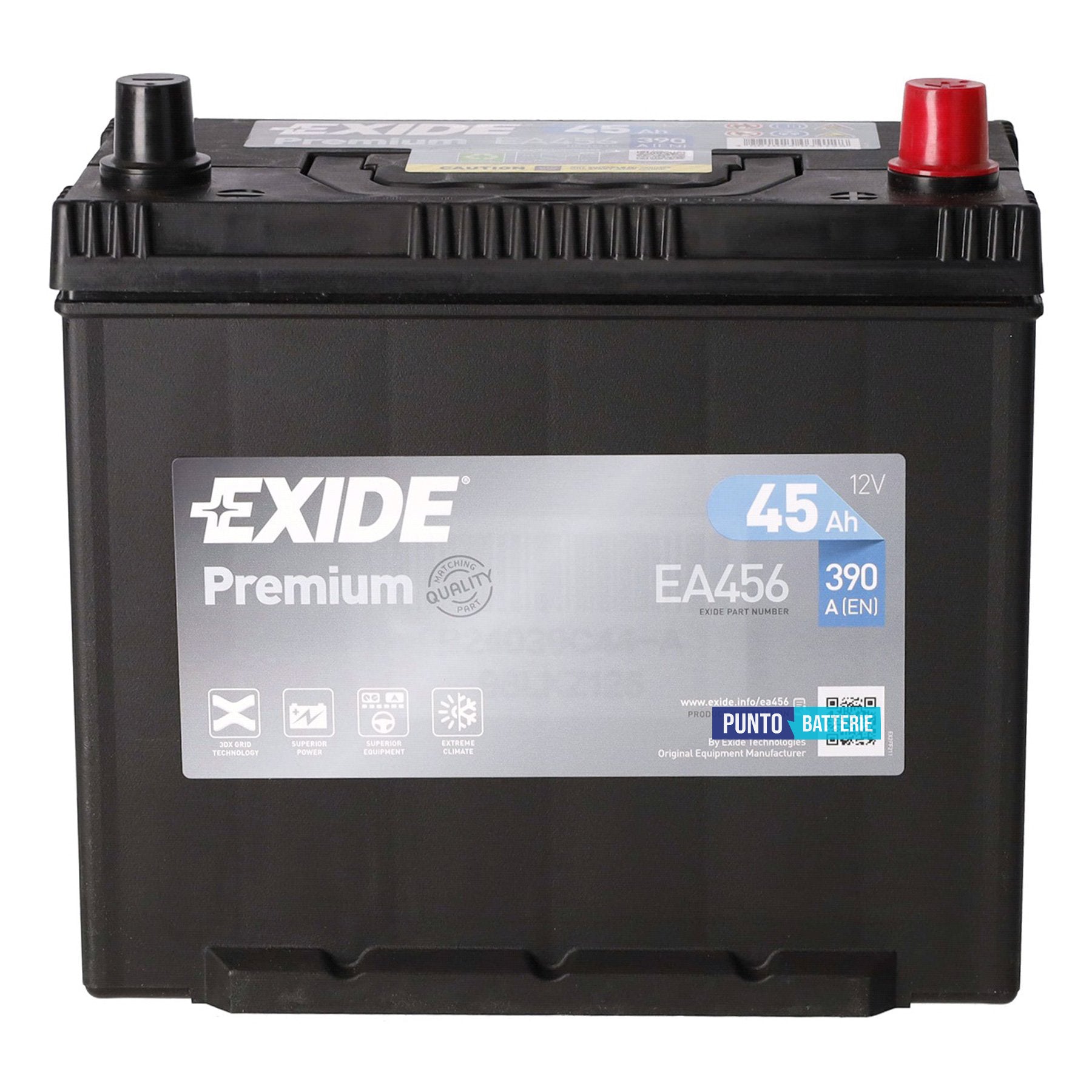 Batteria Exide 45Ah, 12V, 390A, 237x127x227mm