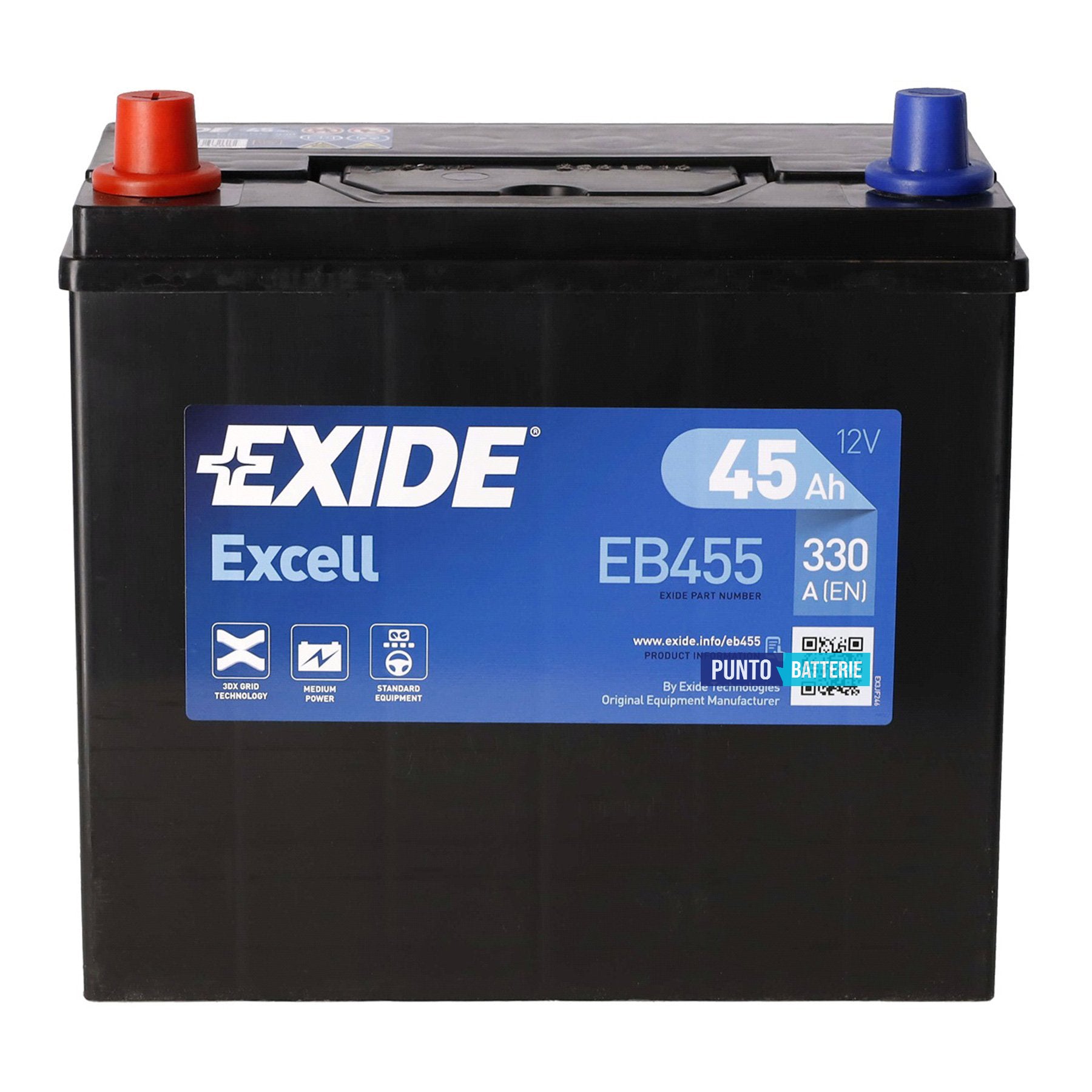 Batteria Exide 45Ah, 12V, 330A, 237x127x227mm