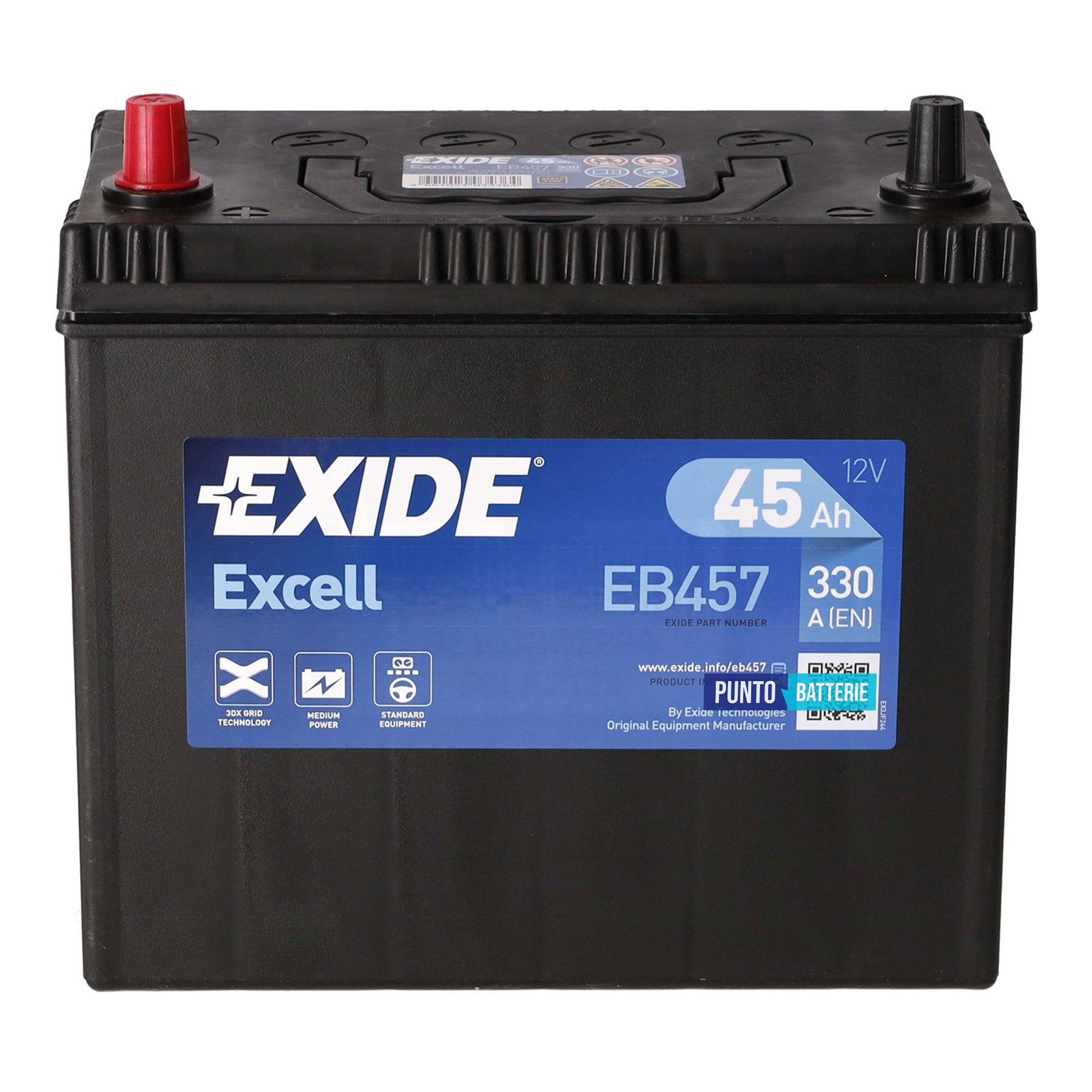 Batteria Exide 45Ah, 12V, 330A, 237x127x227mm