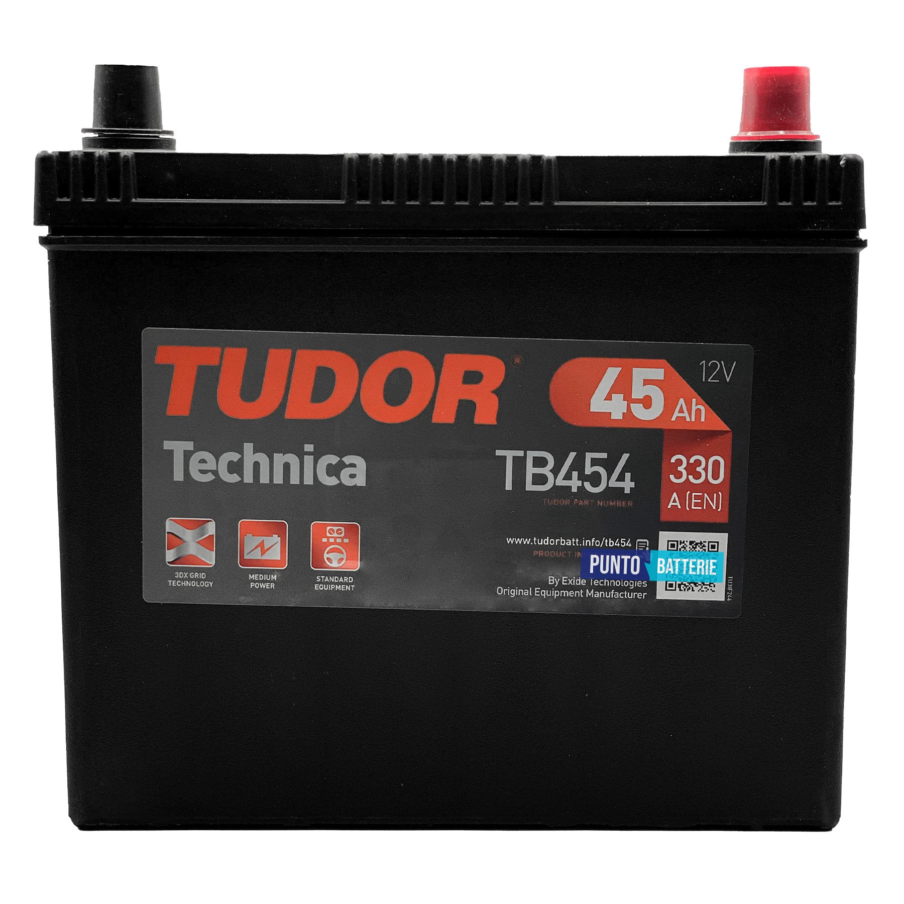 Batteria Tudor 45Ah, 12V, 330A, 237x127x227mm