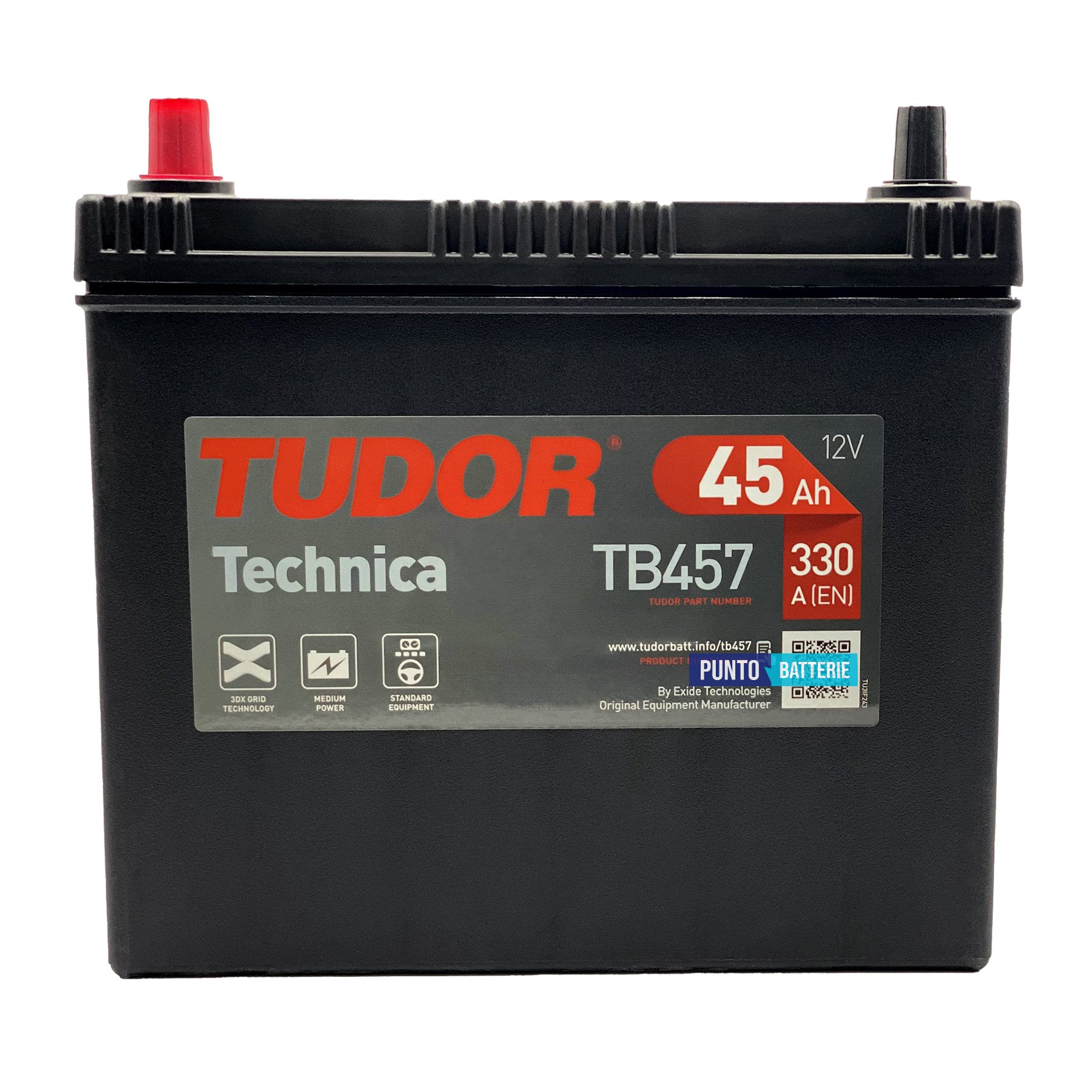 Batteria Tudor 45Ah, 12V, 330A, 237x127x227mm