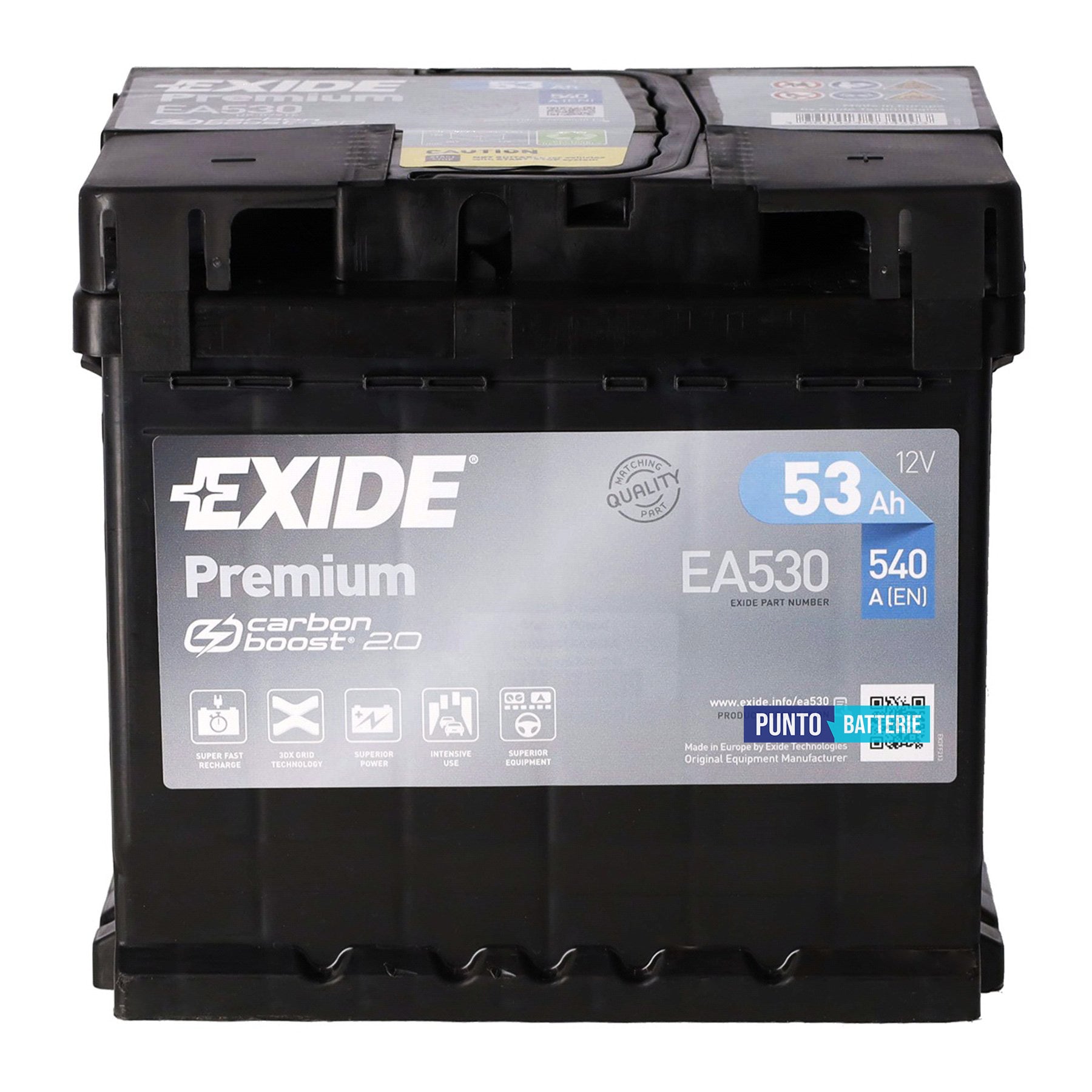 Batteria Exide 53Ah, 12V, 540A, 207x175x190mm