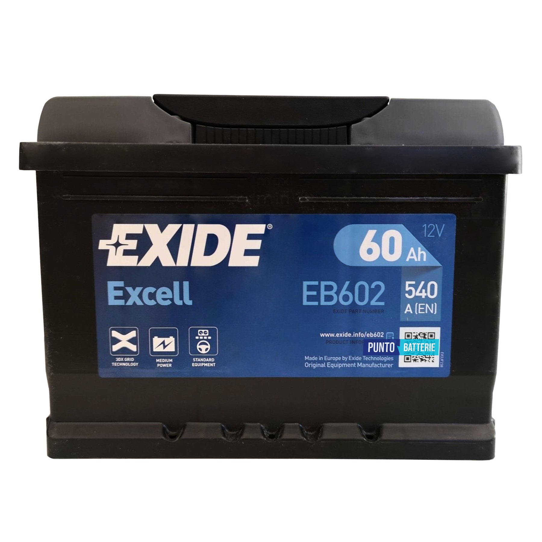 Batteria Exide 60Ah, 12V, 540A, 242x175x175mm