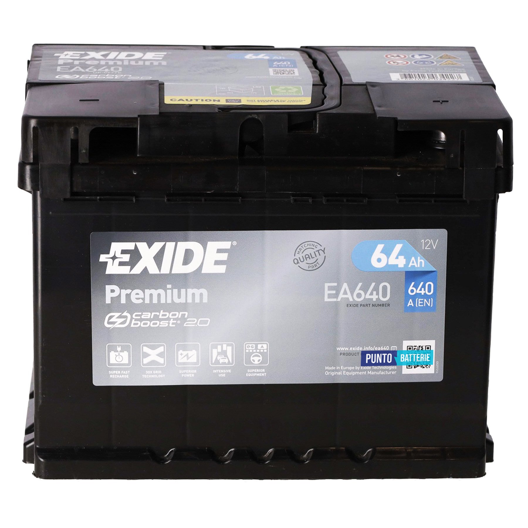 Batteria Exide 64Ah, 12V, 640A, 242x175x190mm