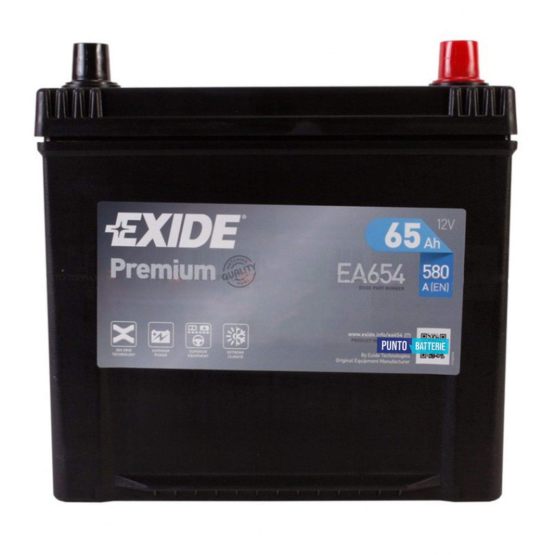 Batteria Exide 65Ah, 12V, 580A, 230x173x222mm
