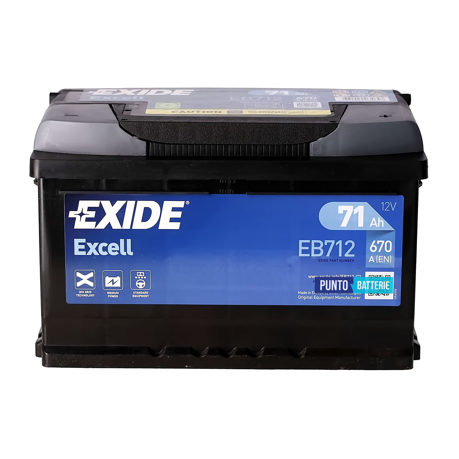 Batteria Exide 71Ah, 12V, 670A, 278x175x175mm