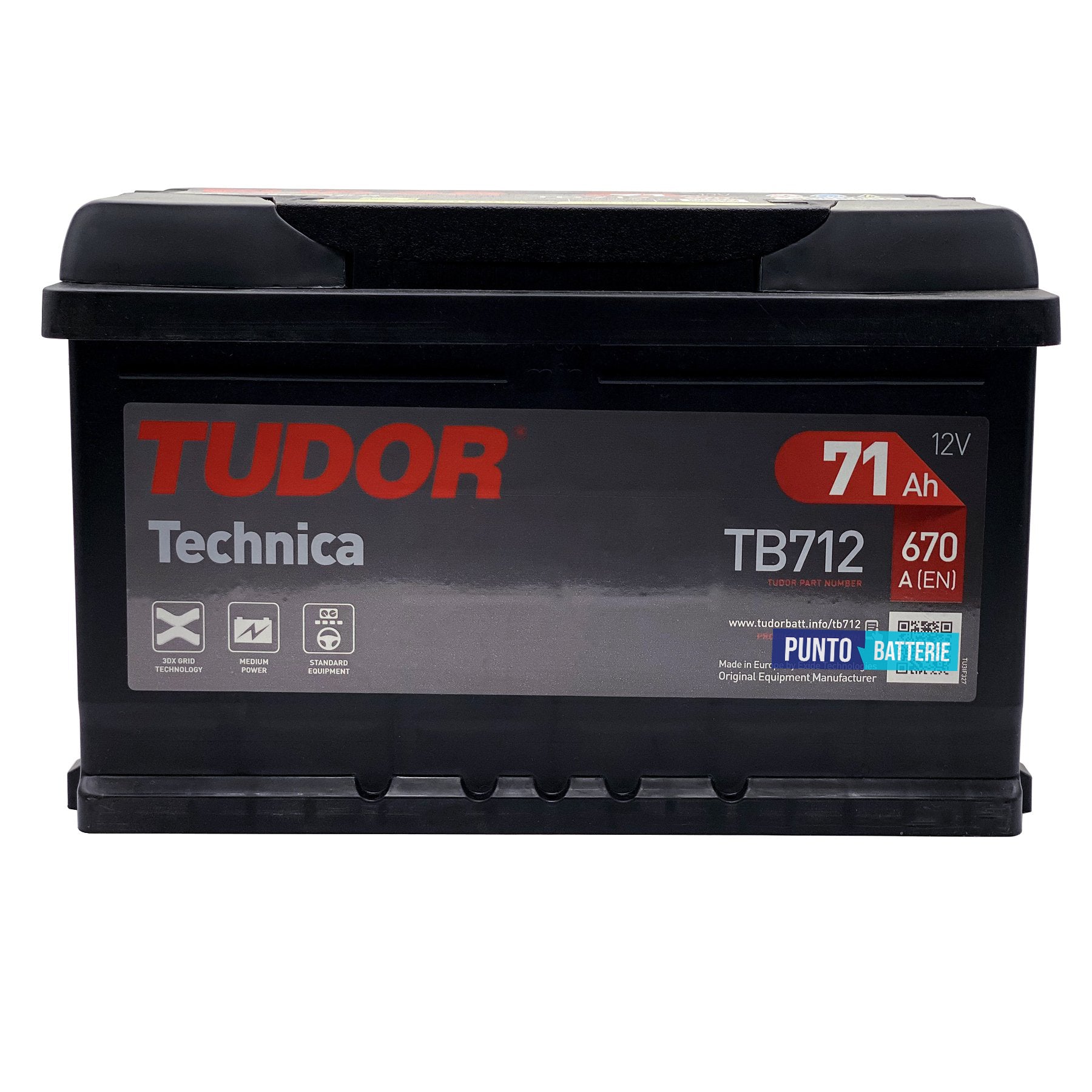 Batteria Tudor 71Ah, 12V, 670A, 278x175x175mm