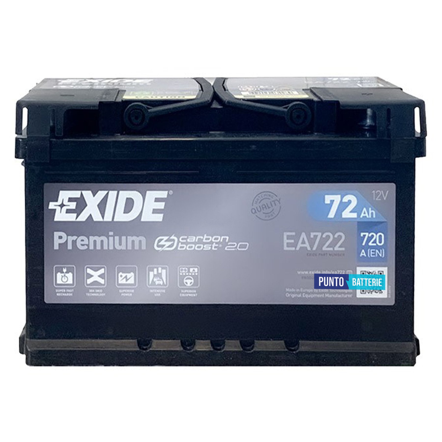 Batteria Exide 72Ah, 12V, 720A, 278x175x175mm