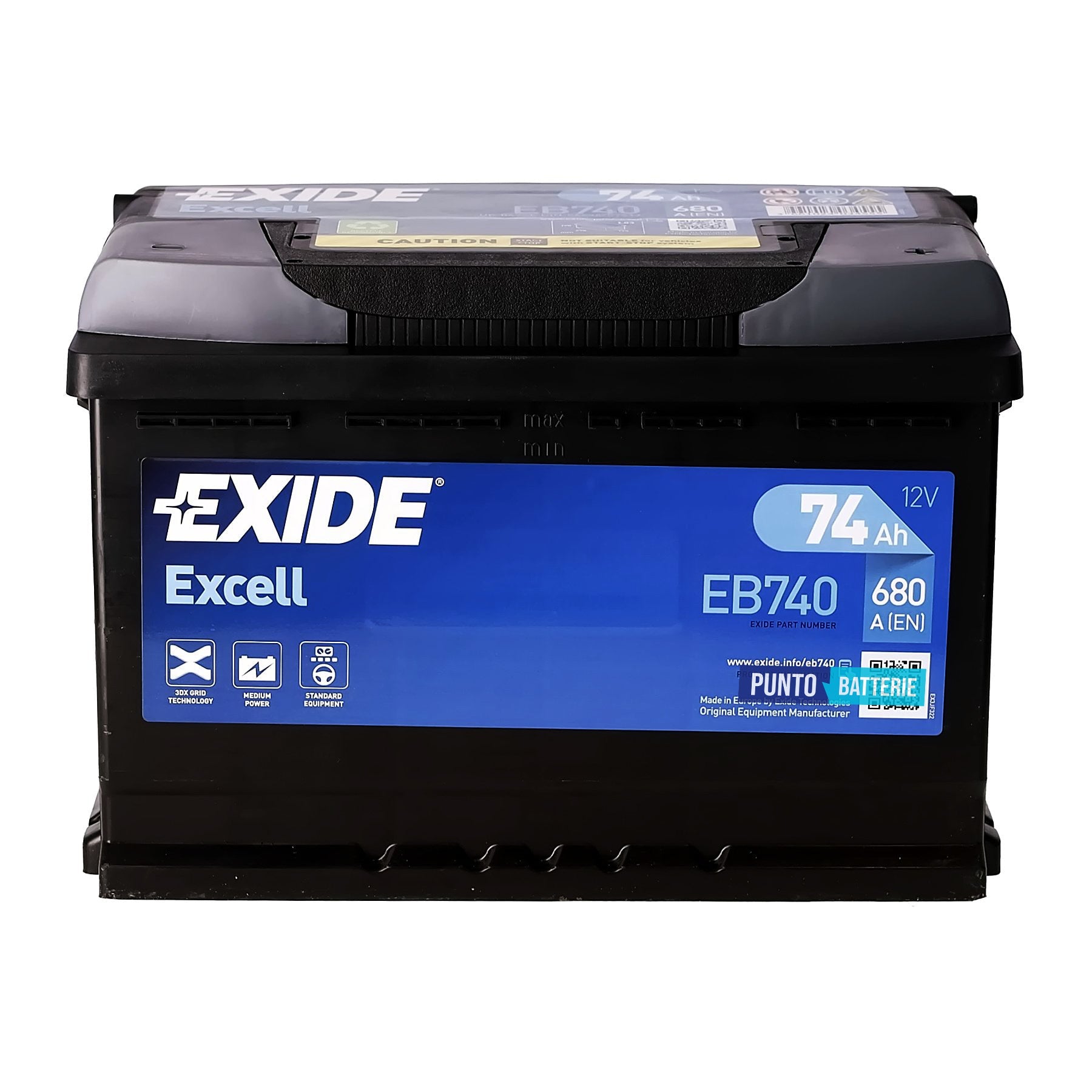 Batteria Exide 74Ah, 12V, 680A, 278x175x190mm