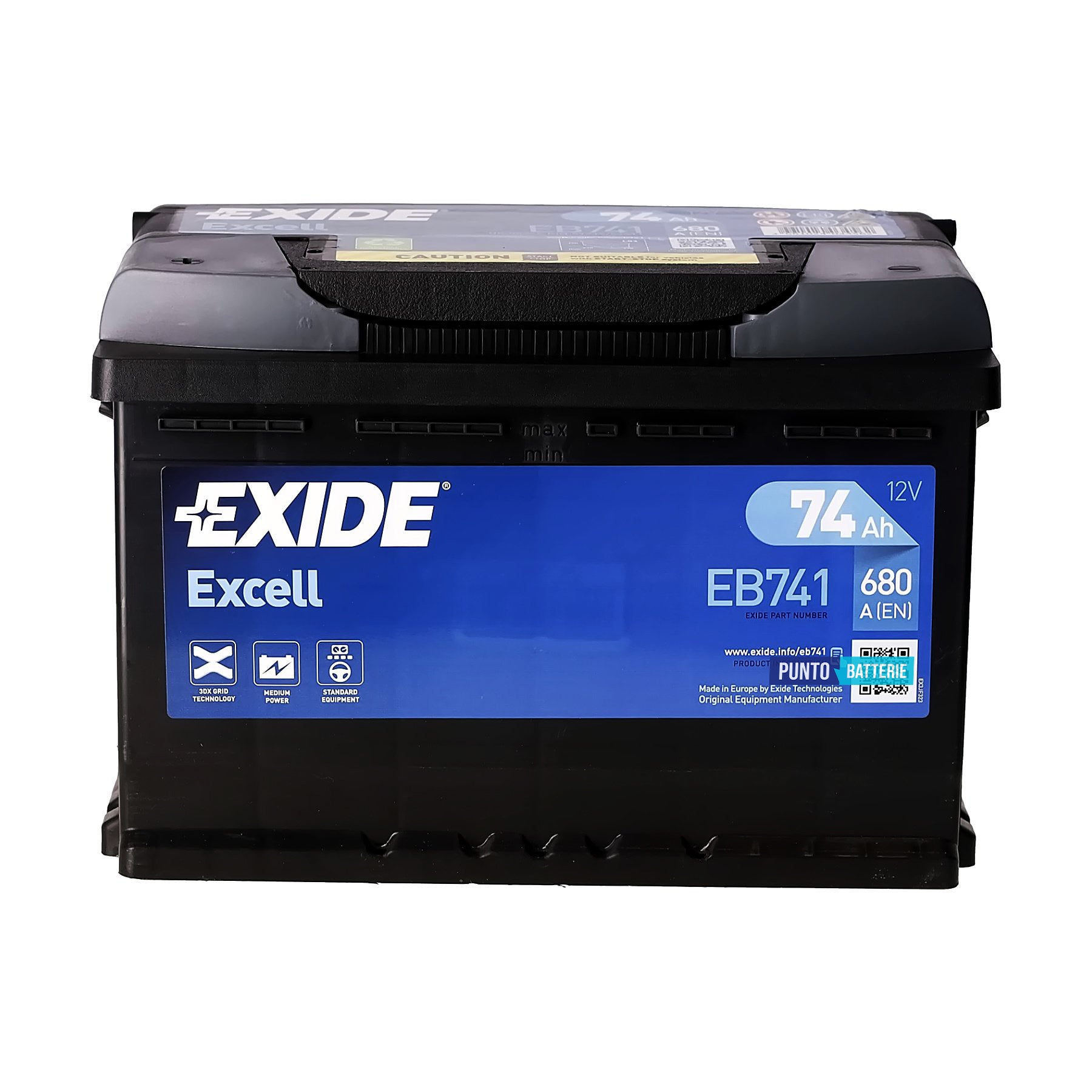 Batteria Exide 74Ah, 12V, 680A, 278x175x190mm