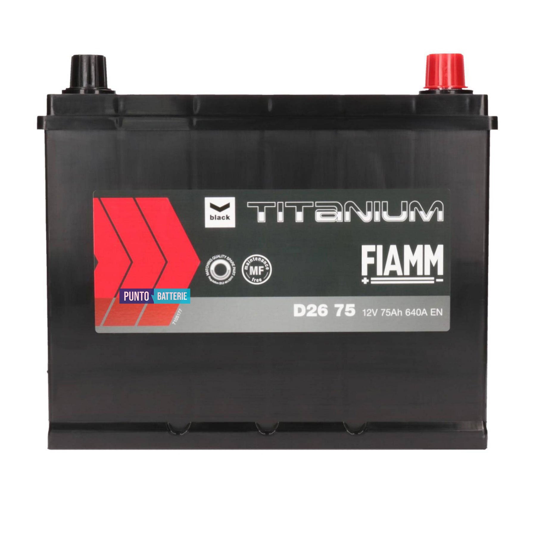 Batteria Fiamm 75Ah, 12V, 640A, 259x178x221mm