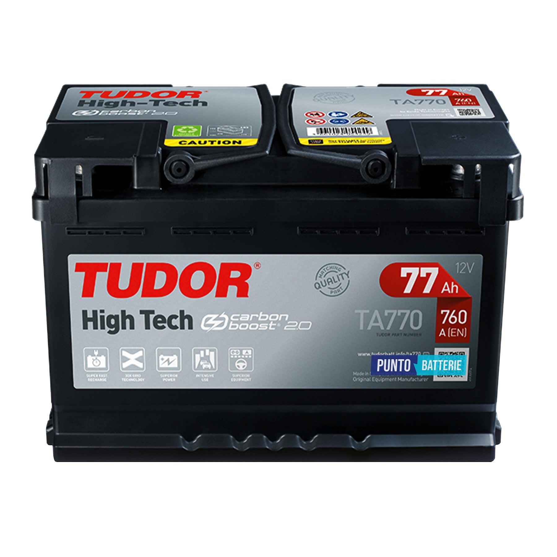 Batteria Tudor 77Ah, 12V, 760A, 278x175x190mm