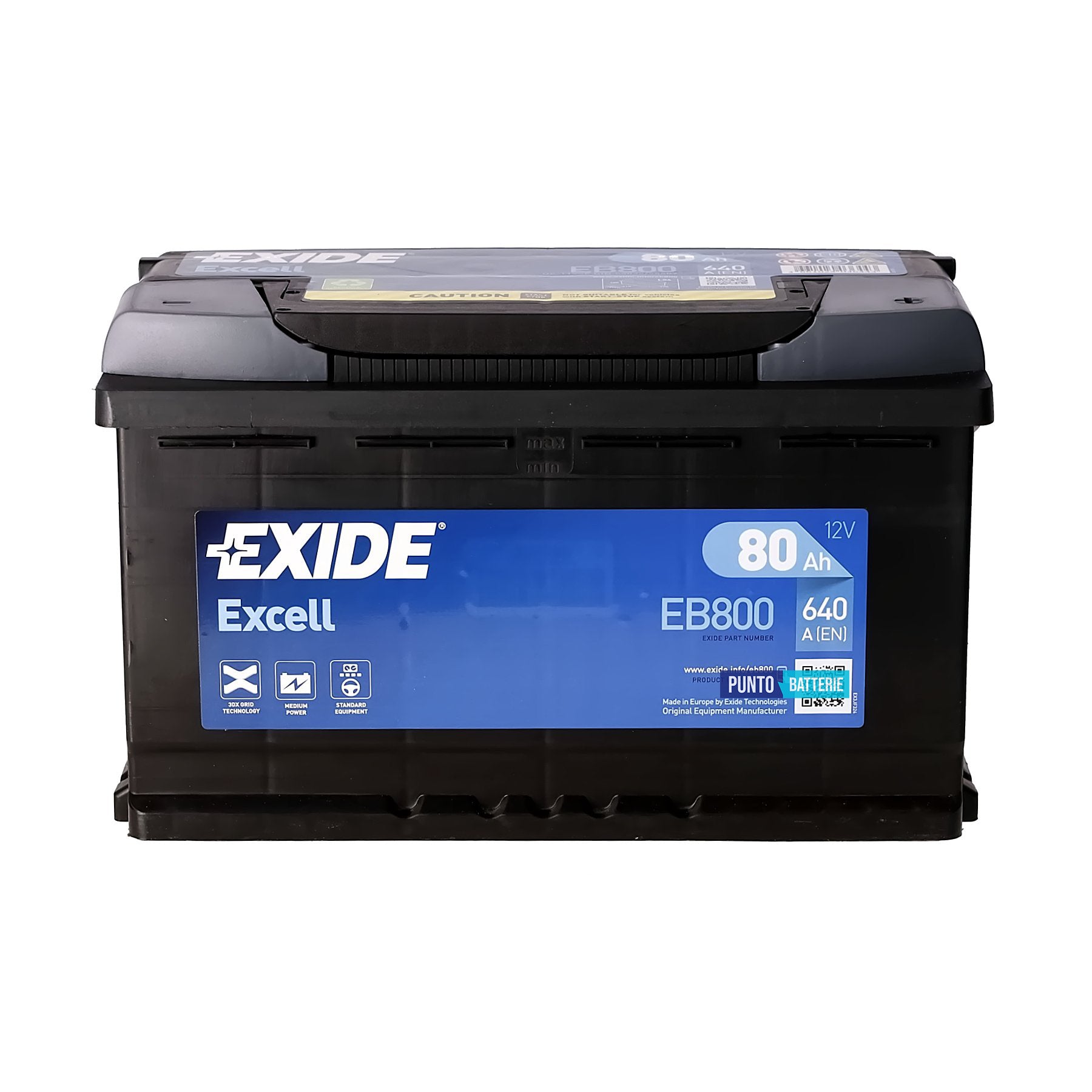 Batteria Exide 80Ah, 12V, 640A, 315x175x190mm