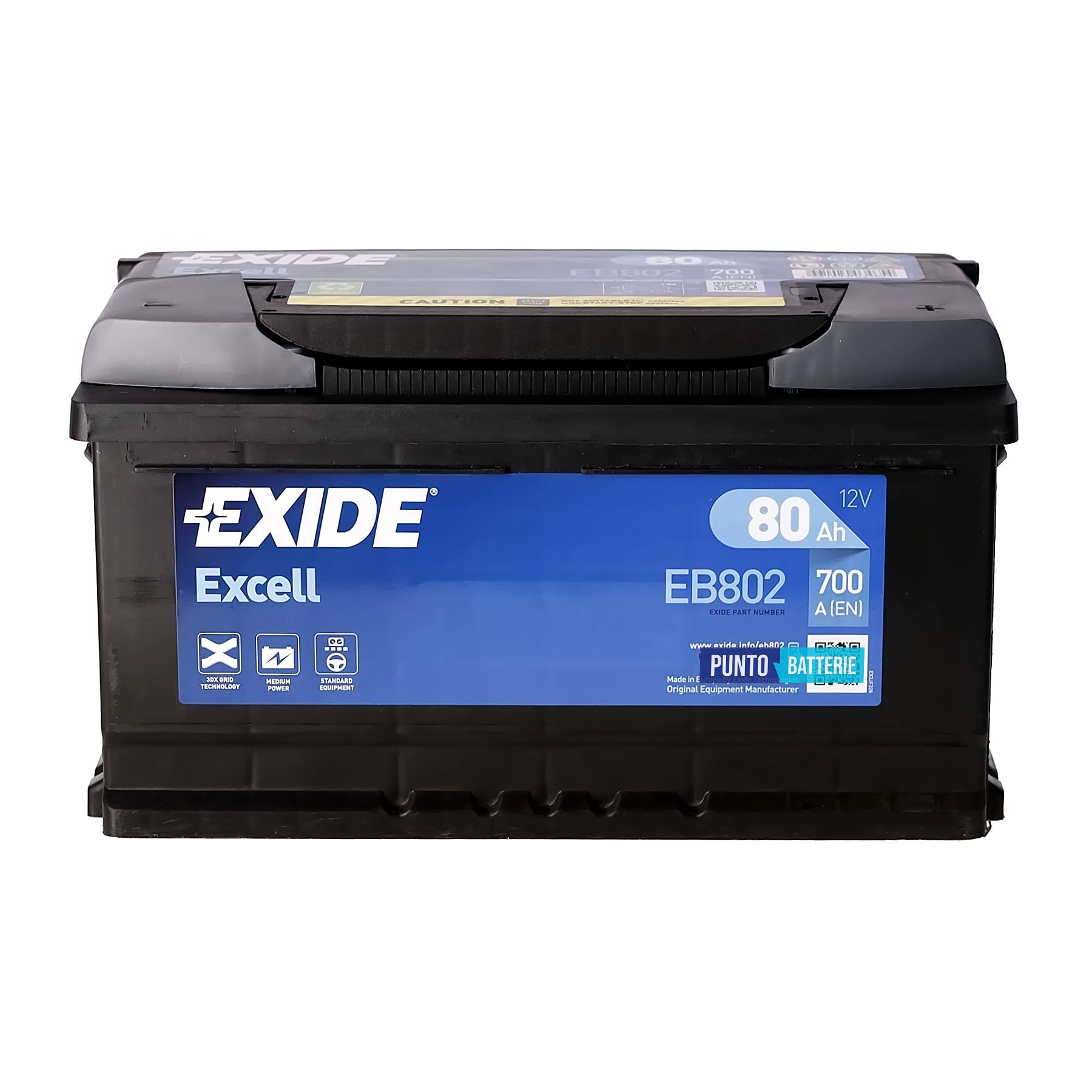 Batteria Exide 80Ah, 12V, 700A, 315x175x175mm