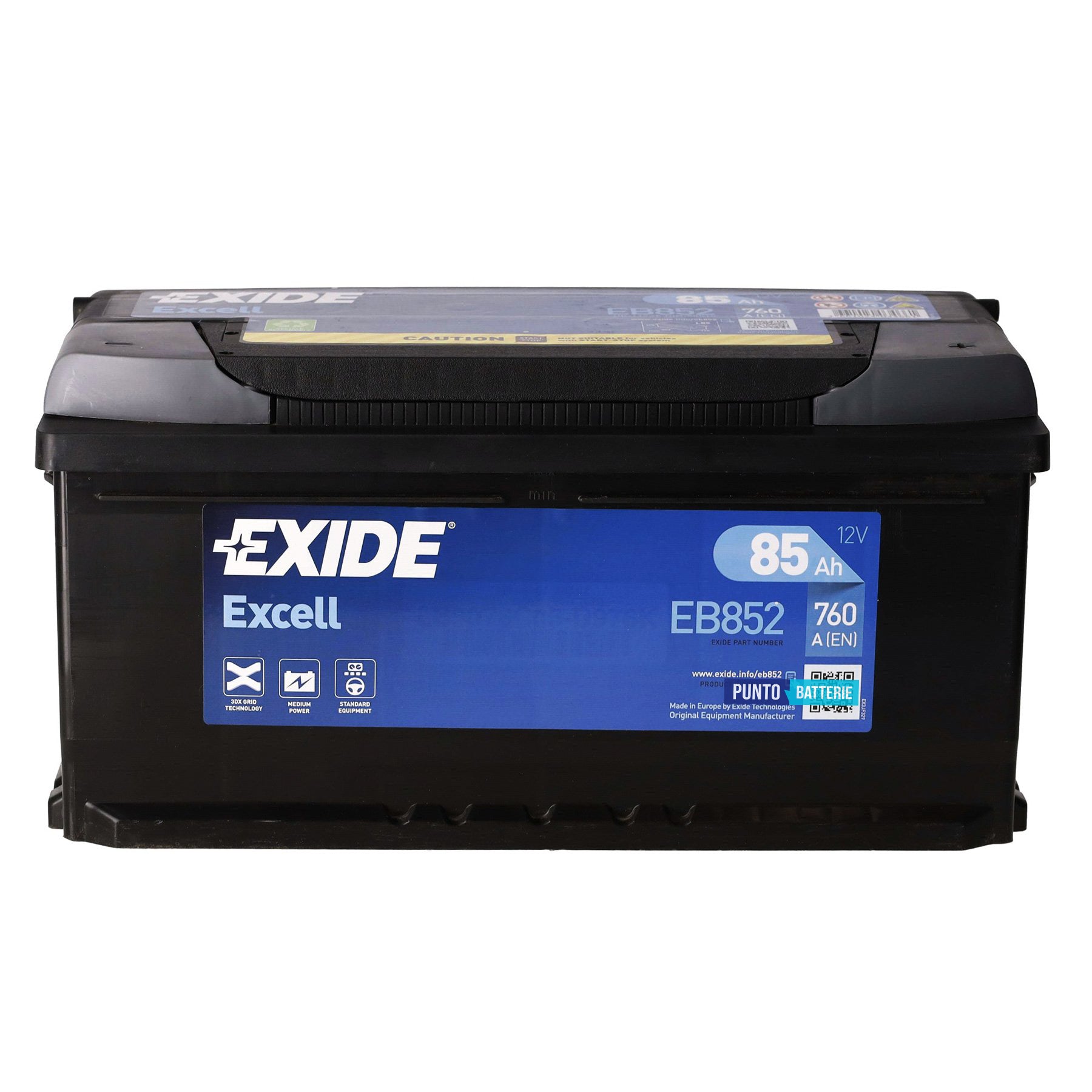 Batteria Exide 85Ah, 12V, 760A, 353x175x175mm