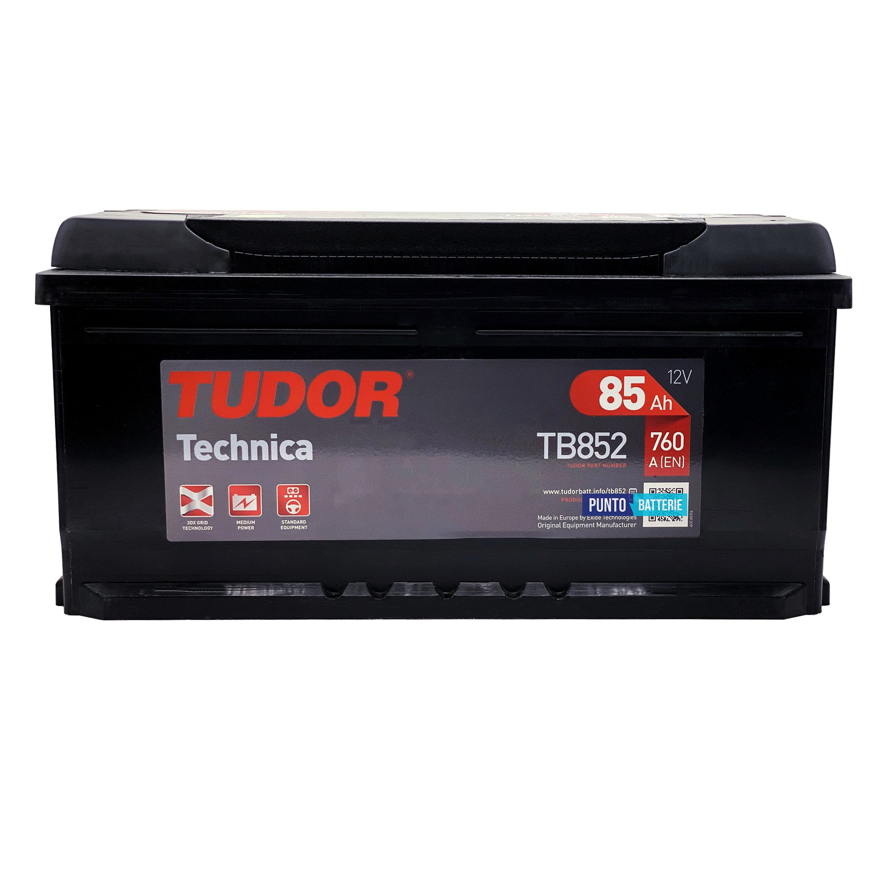 Batteria Tudor 85Ah, 12V, 760A, 353x175x175mm