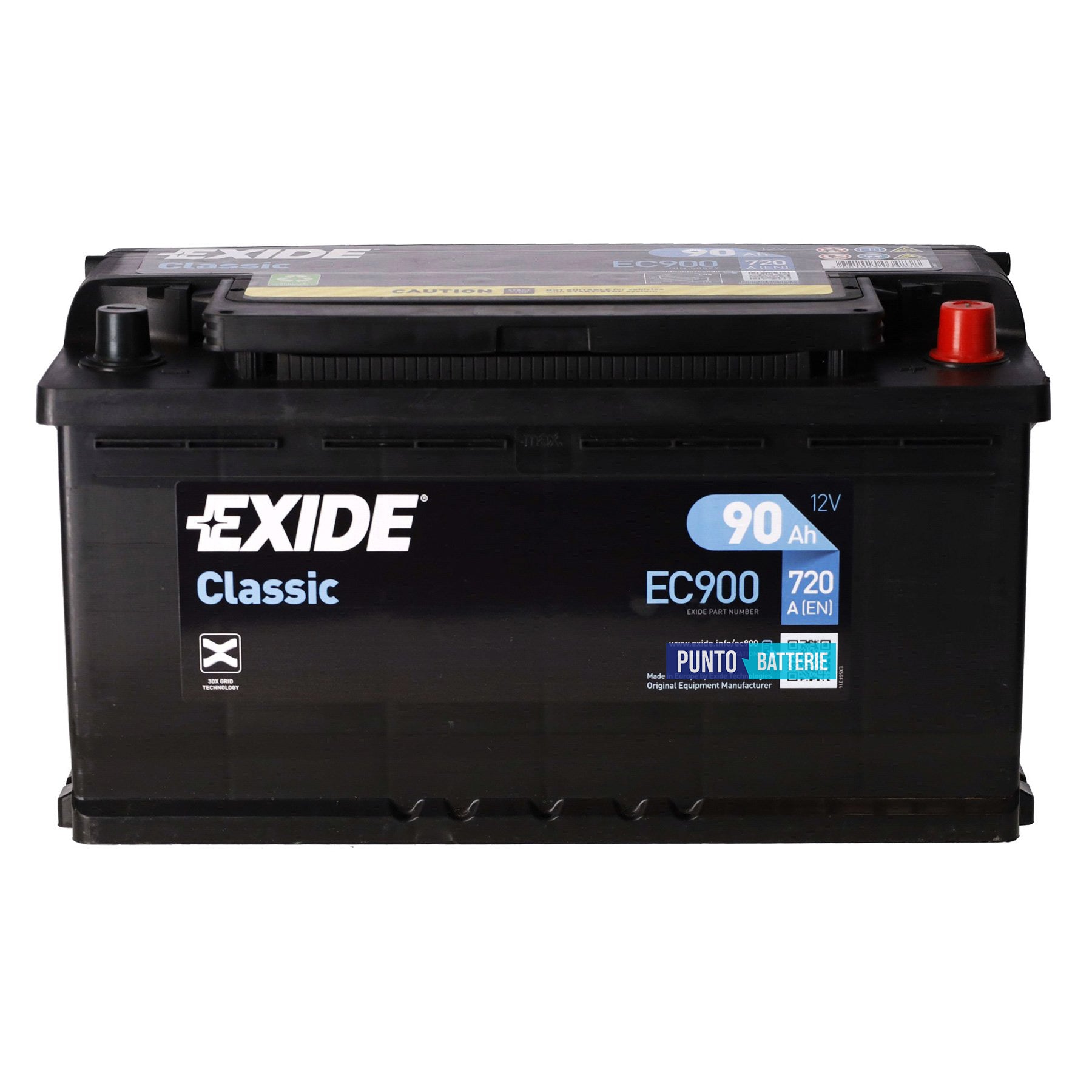 Batteria Exide 90Ah, 12V, 720A, 353x175x190mm