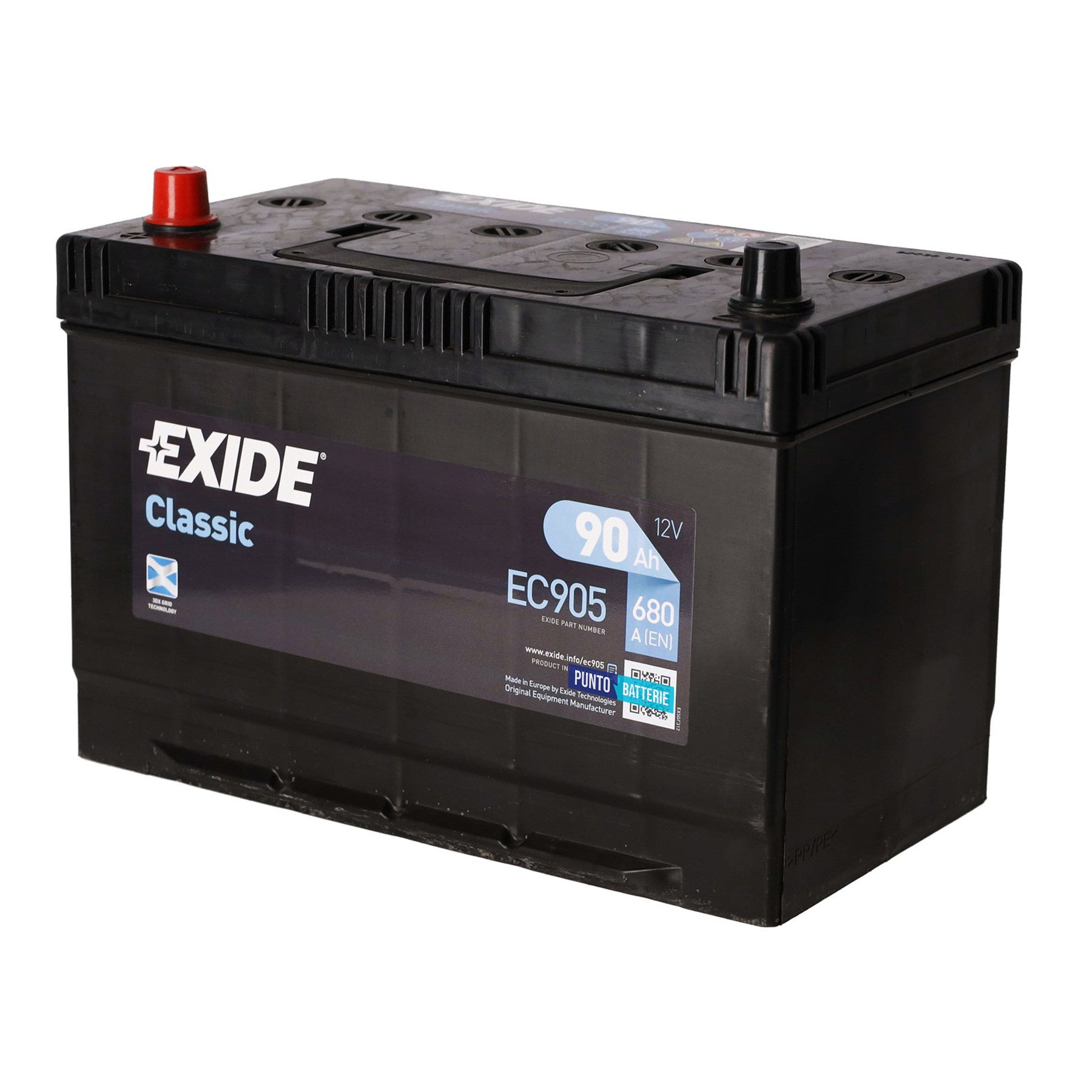 Batteria Exide 90Ah, 12V, 680A, 306x173x222mm