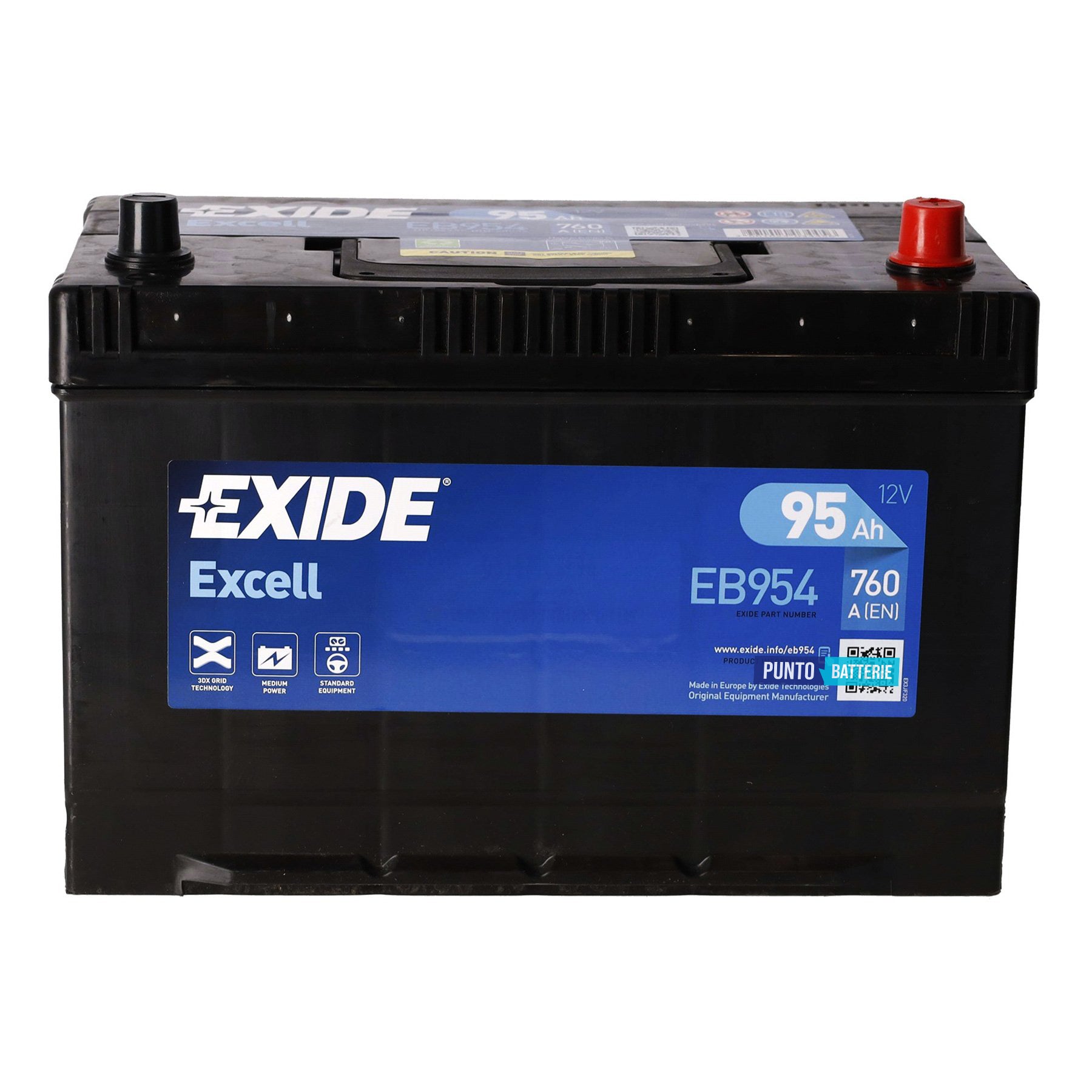 Batteria Exide 95Ah, 12V, 760A, 306x173x222mm