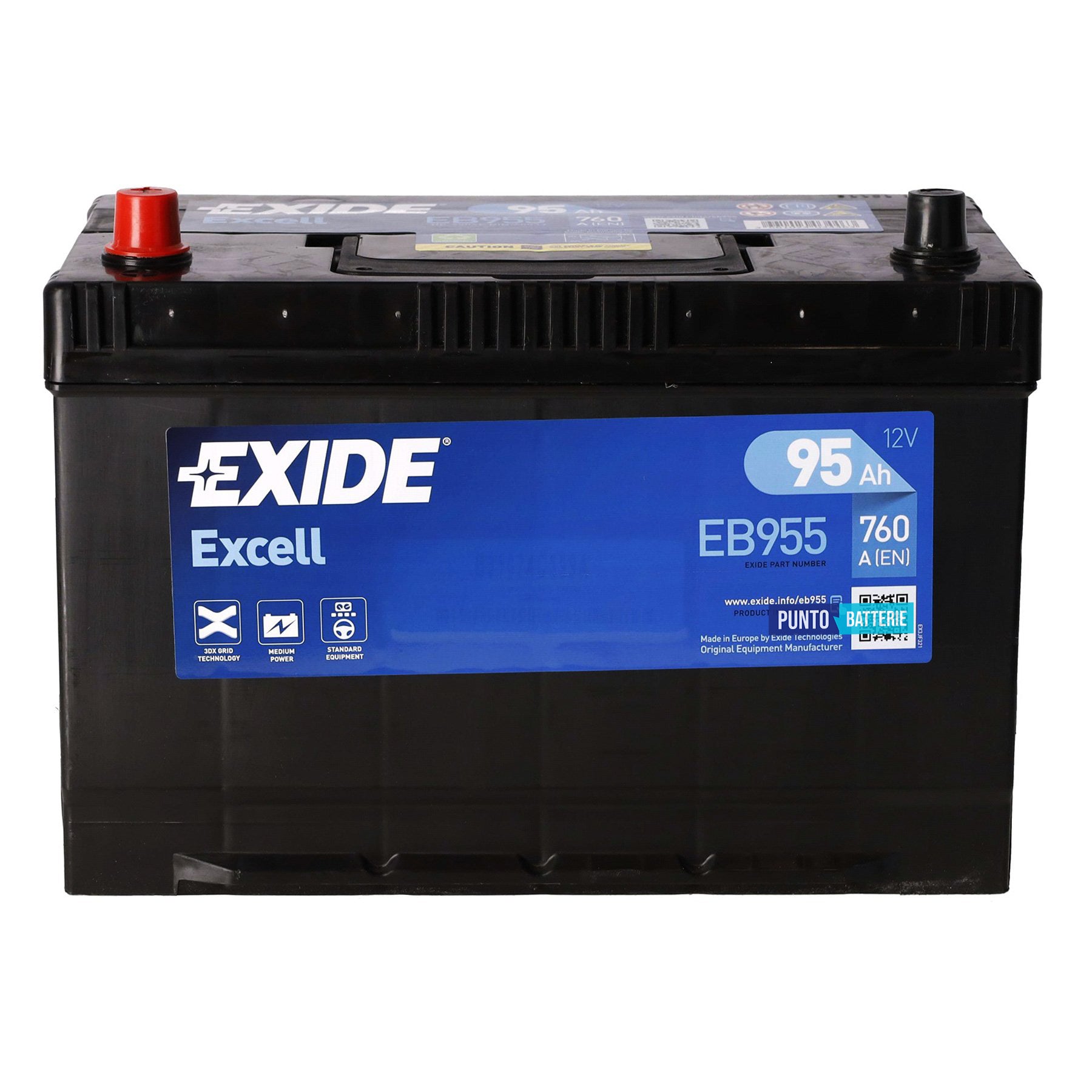 Batteria Exide 95Ah, 12V, 760A, 306x173x222mm