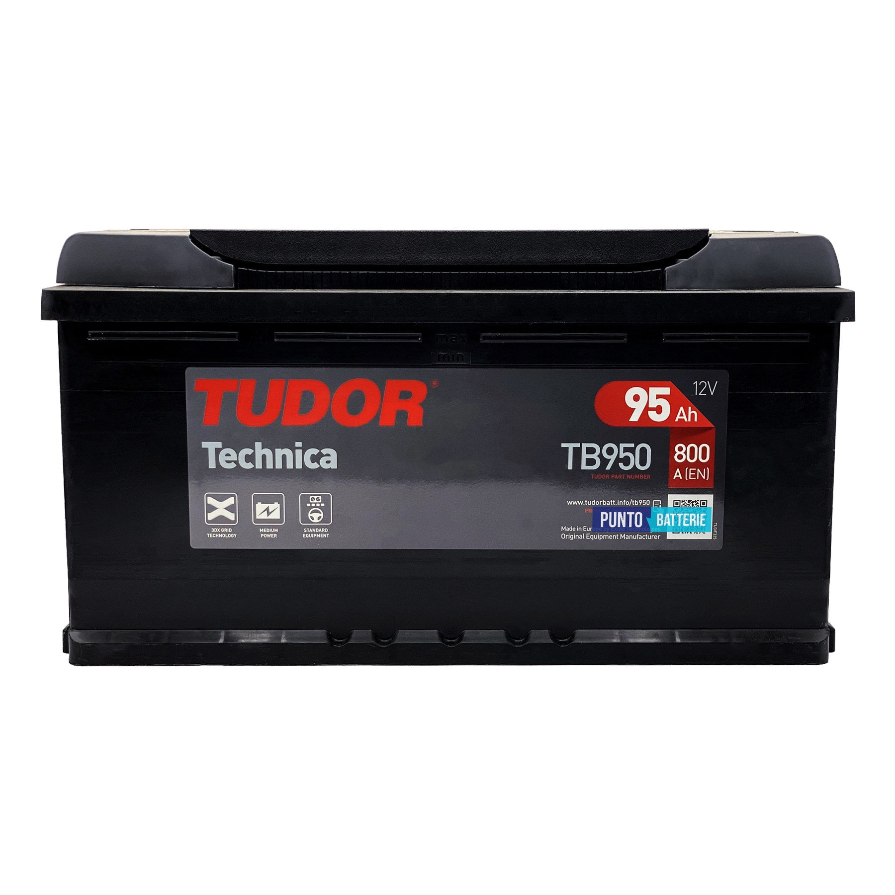 Batteria Tudor 95Ah, 12V, 800A, 353x175x190mm