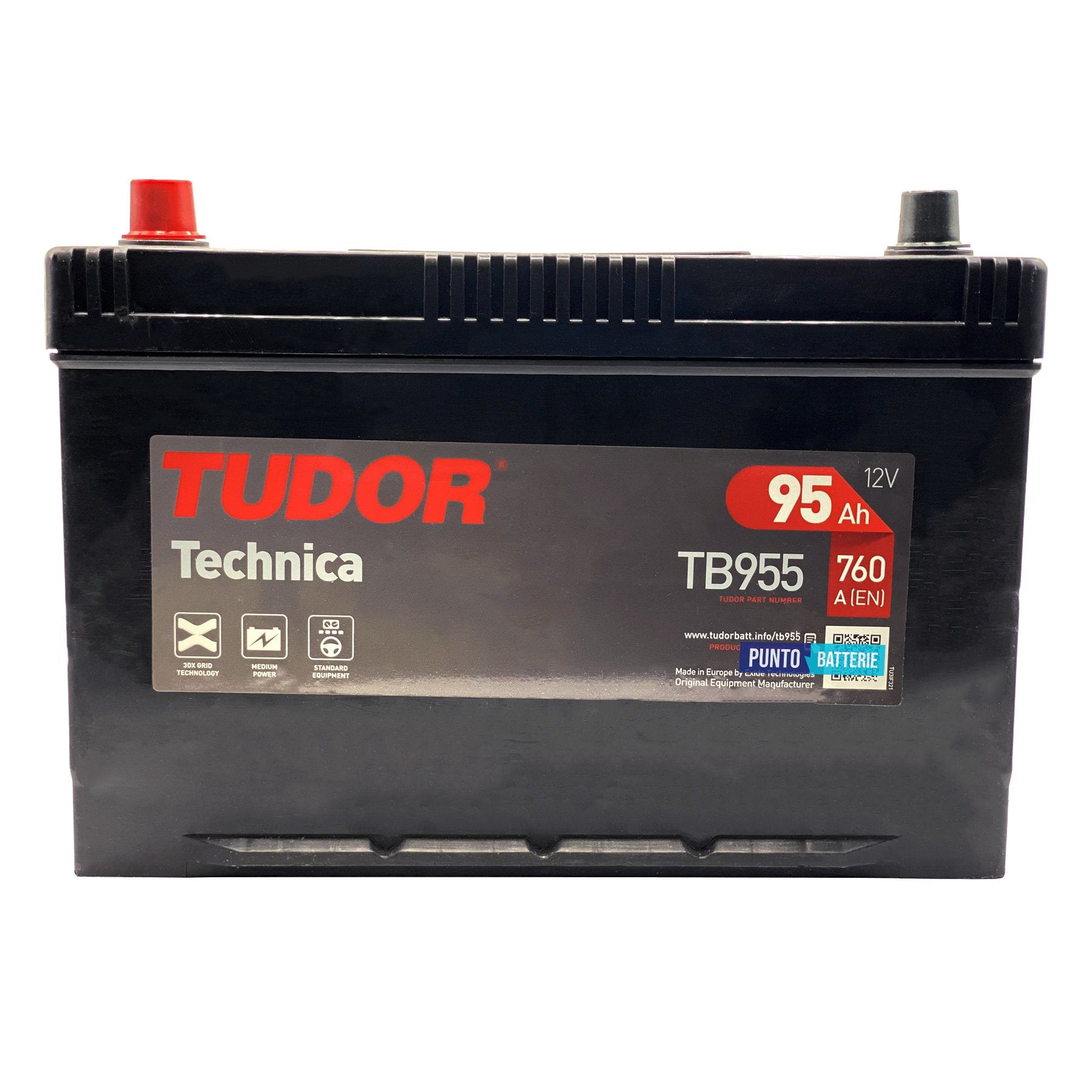 Batteria Tudor 95Ah, 12V, 760A, 306x173x222mm