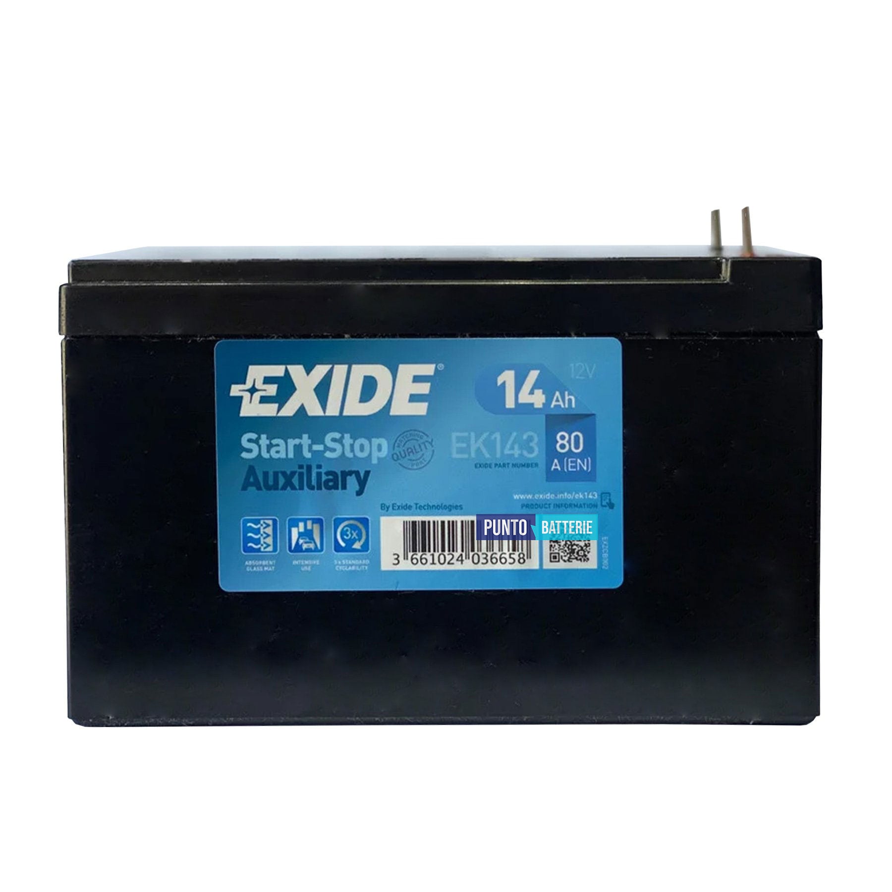 Batteria Exide 14Ah, 12V, 80A, 150x100x100mm, AGM