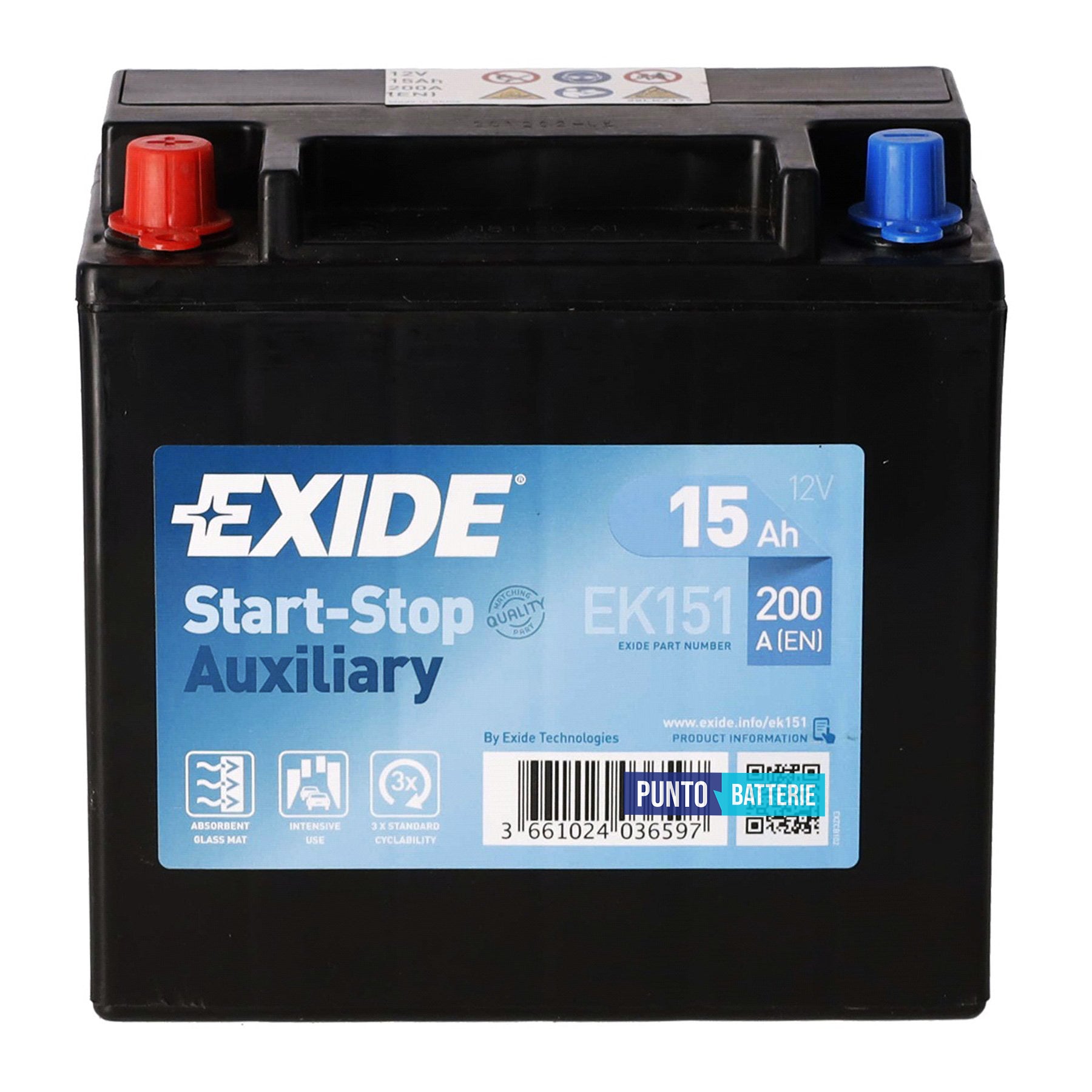 Batteria Exide 15Ah, 12V, 200A, 150x90x145mm, AGM