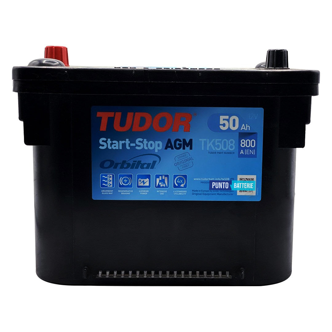 Batteria Tudor 50Ah, 12V, 800A, 260x173x206mm, AGM