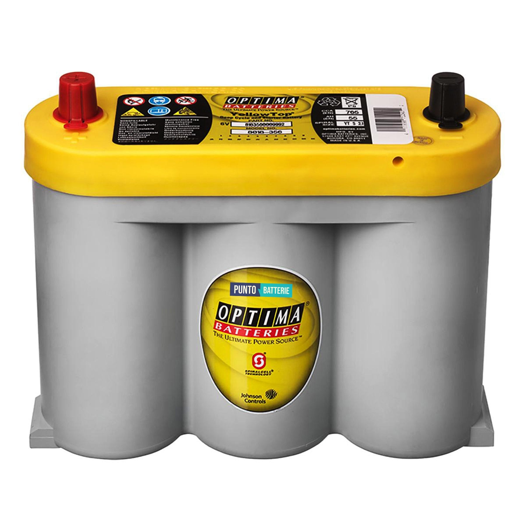 Batteria Optima 55Ah, 6V, 765A, 254x90x203mm, AGM