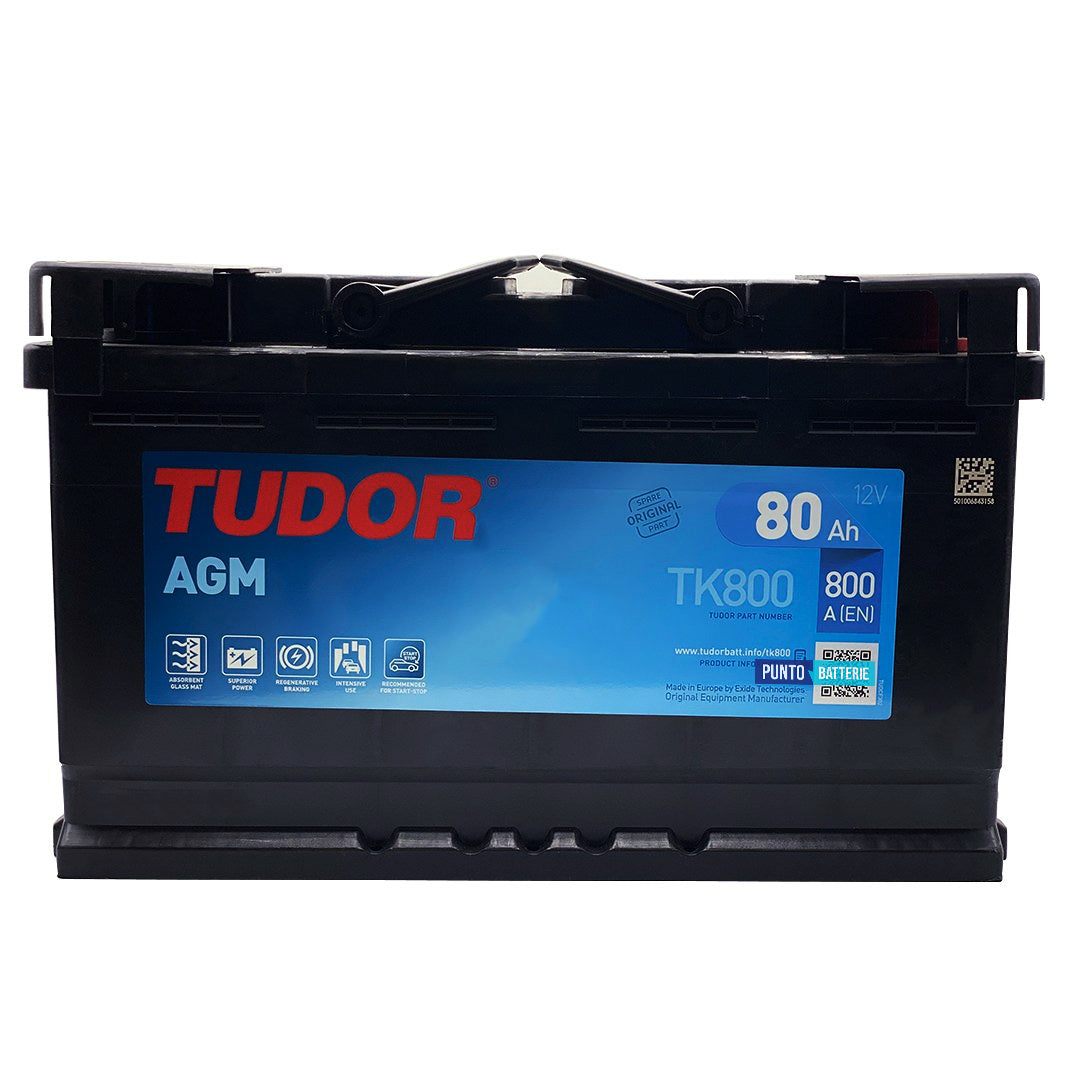 Batteria Tudor 80Ah, 12V, 800A, 315x175x190mm, AGM