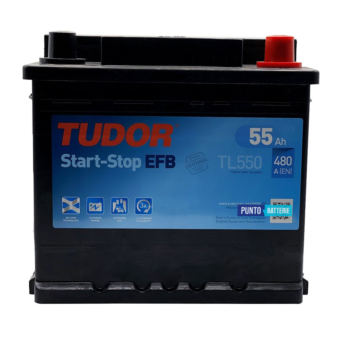 Batteria Tudor 55Ah, 12V, 480A, 207x175x190mm, EFB