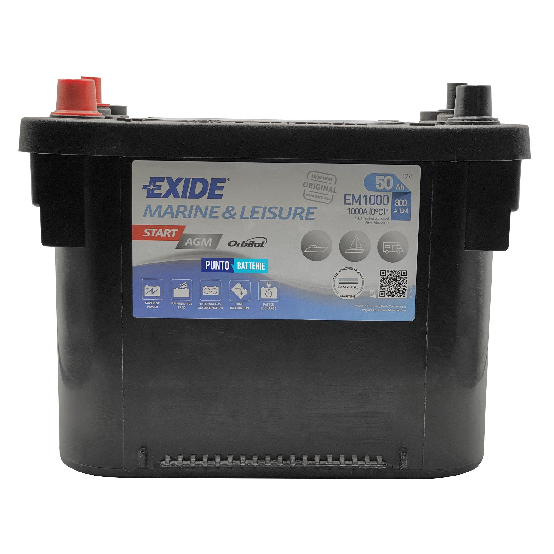 Batteria Exide 50Ah, 12V, 260x173x206mm